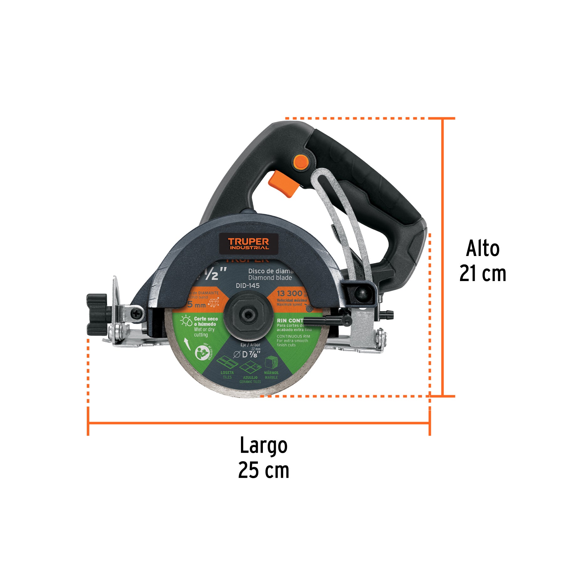 Cortadora para azulejos, 4-1/2", 1500W, TRUPER INDUSTRIAL