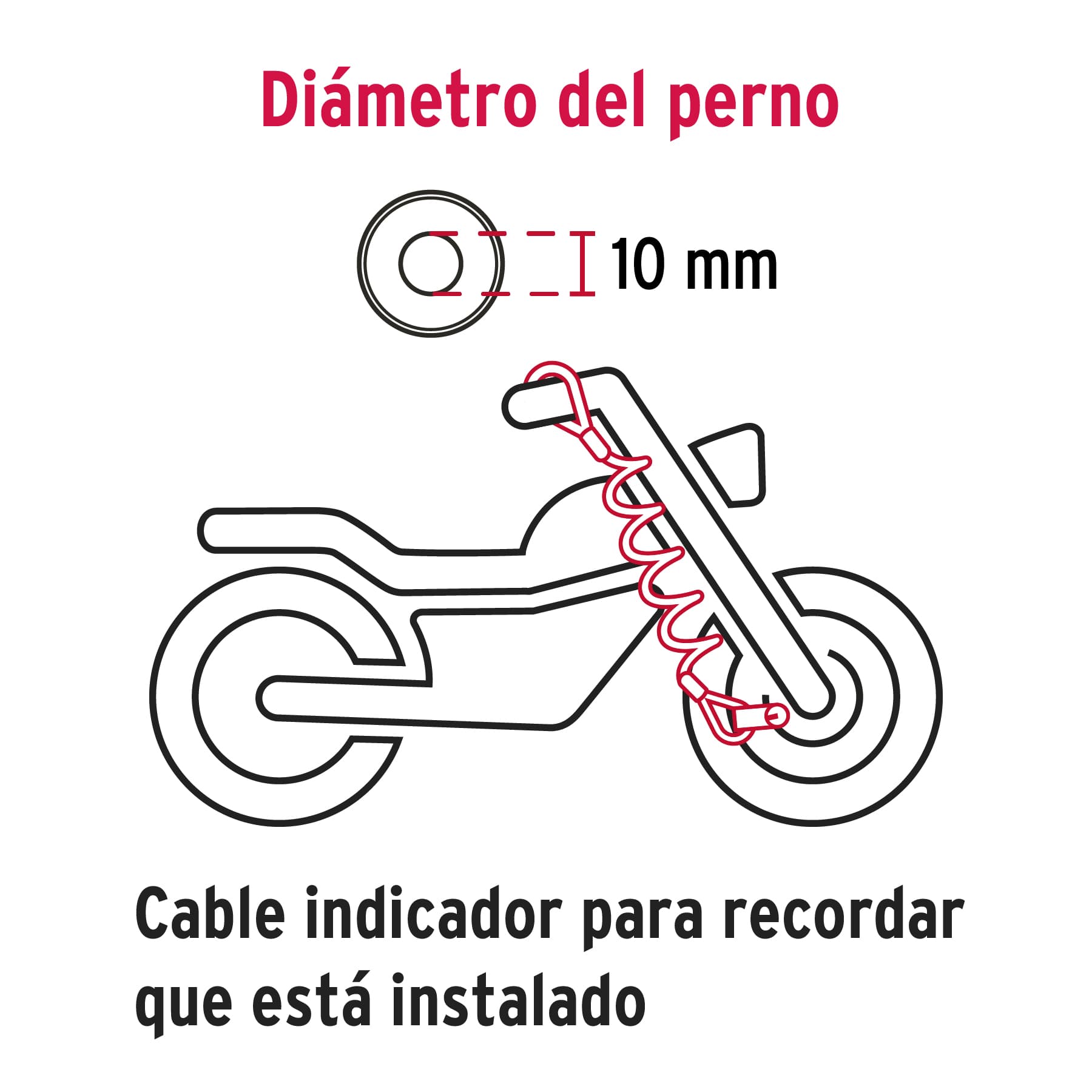 Candado freno de disco motocicleta, 10 mm, llave de disco