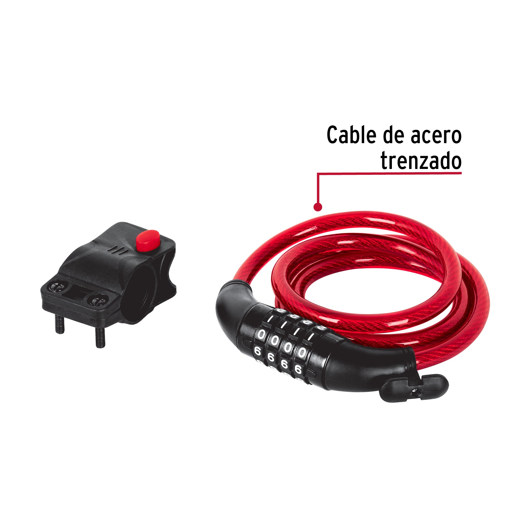 Candado de cable con combinación, 10 mm X 1.20 m, HERMEX
