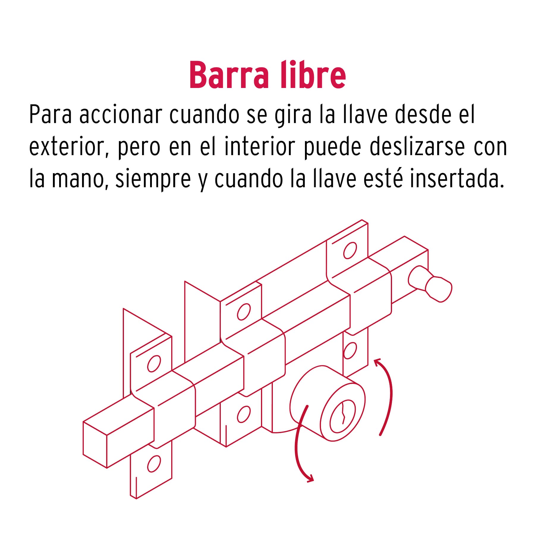 Cerradura de barra libre con 2 llaves estándar, HERMEX