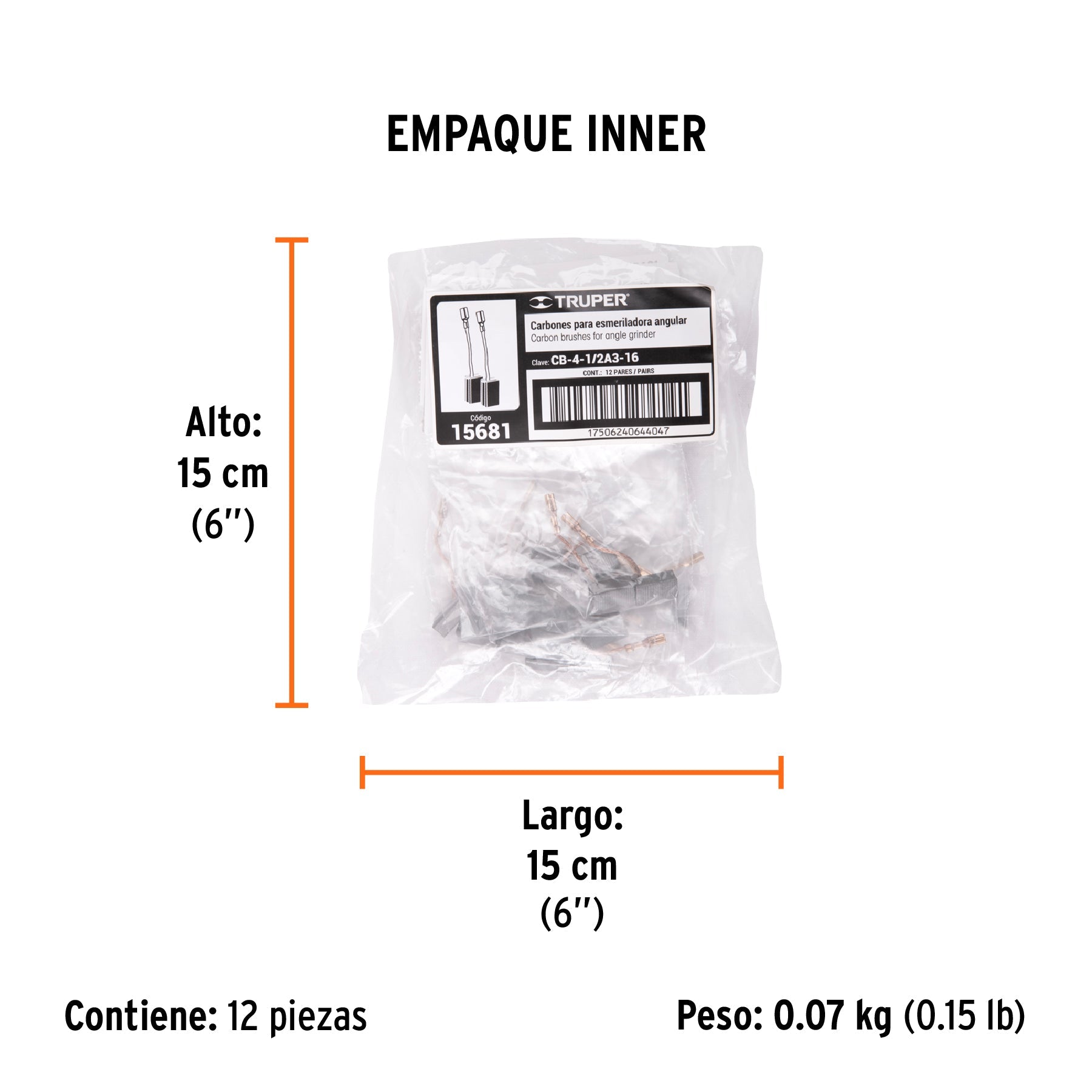 Bolsa con 2 carbones de repuesto para ESMA-4-1/2A3, TRUPER - Empaque