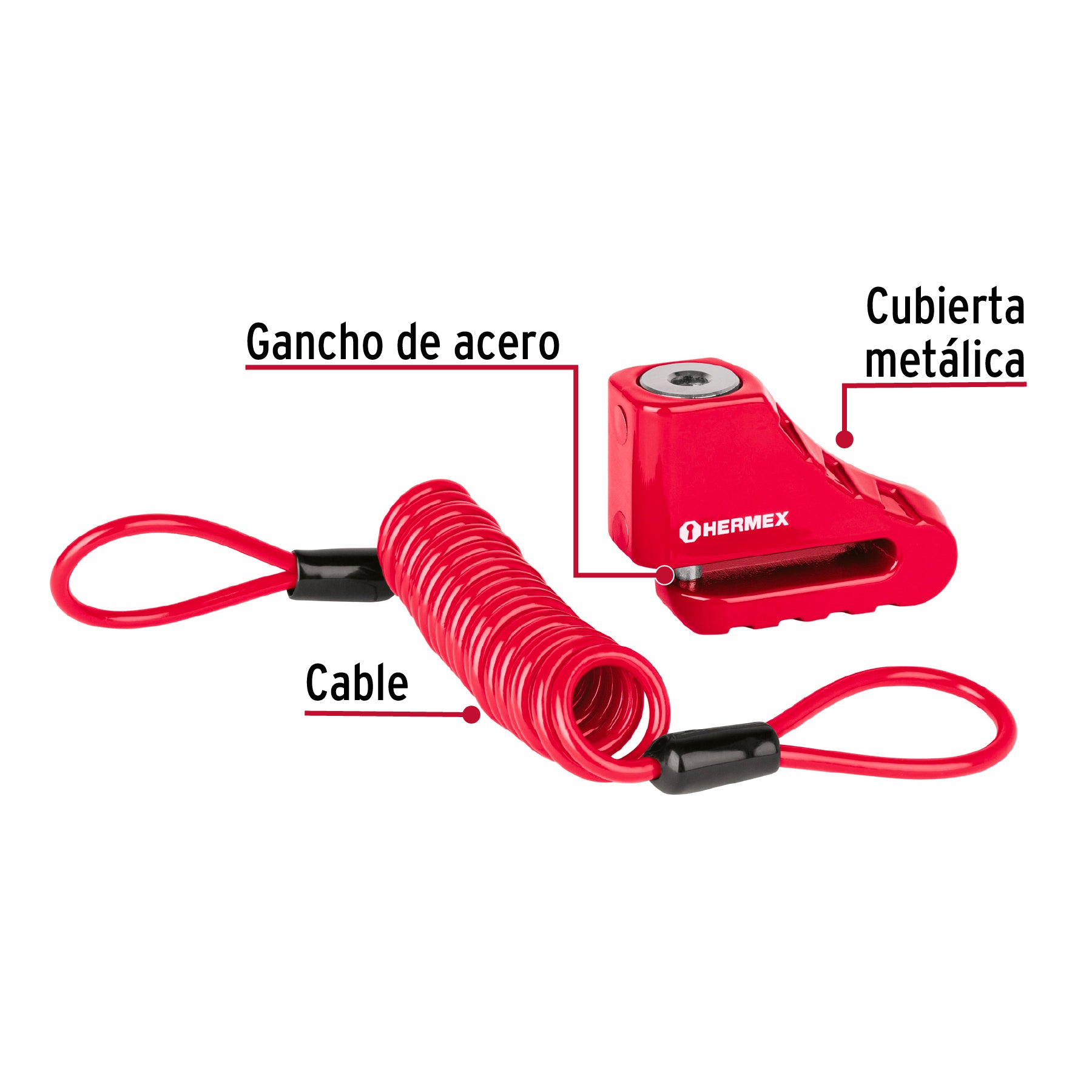 Candado freno de disco motocicleta, 5.5 mm, llave de disco
