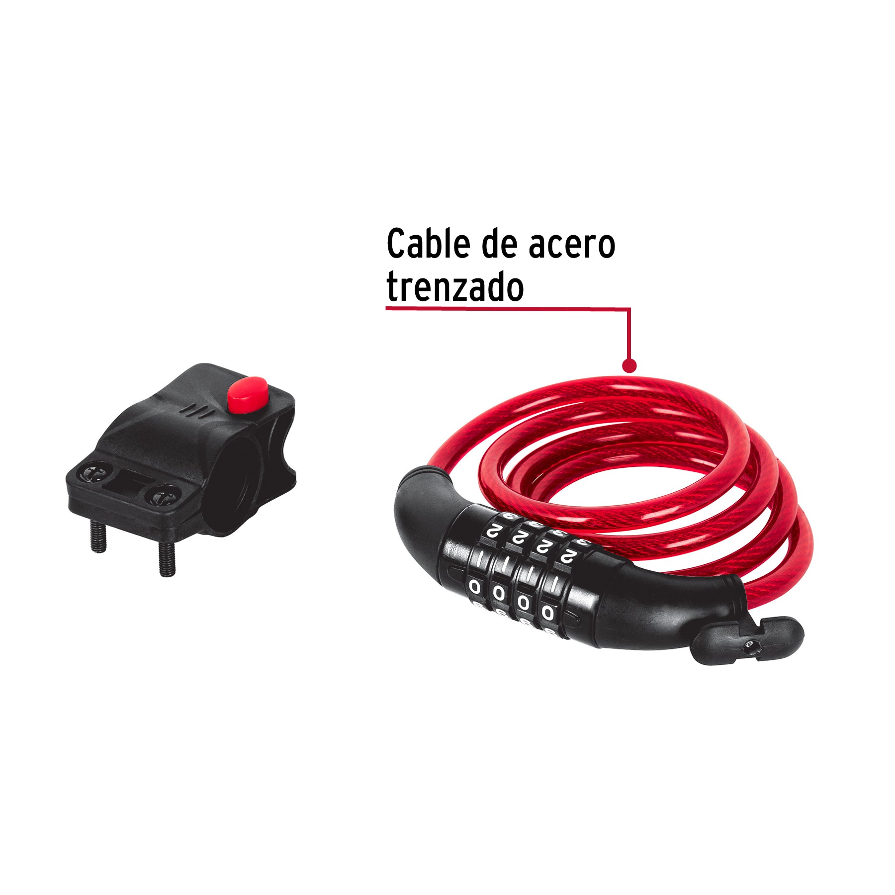 Candado de cable con combinación, 8 mm X 1.0 m, HERMEX