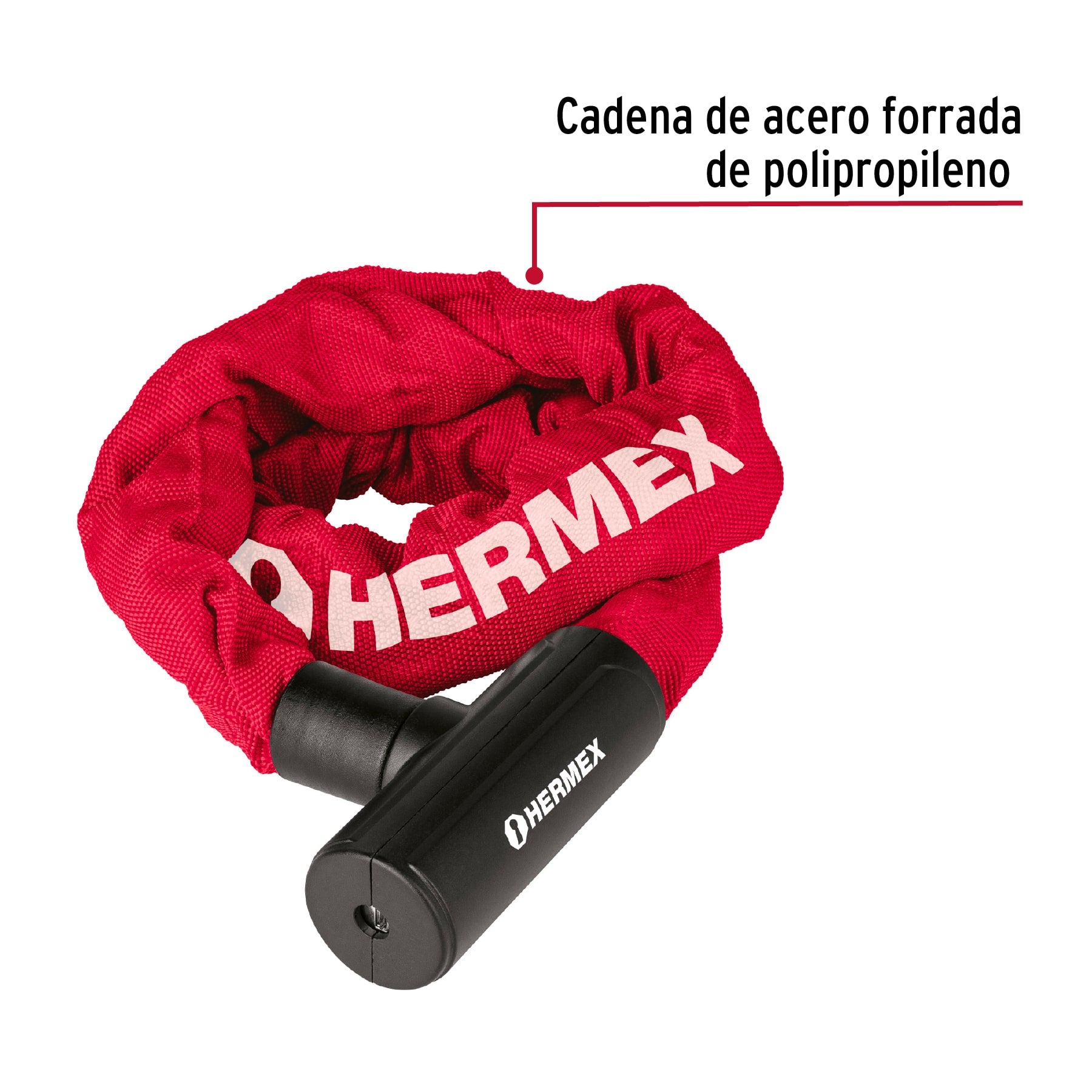 Candado con cadena forrada de 10 mm, HERMEX
