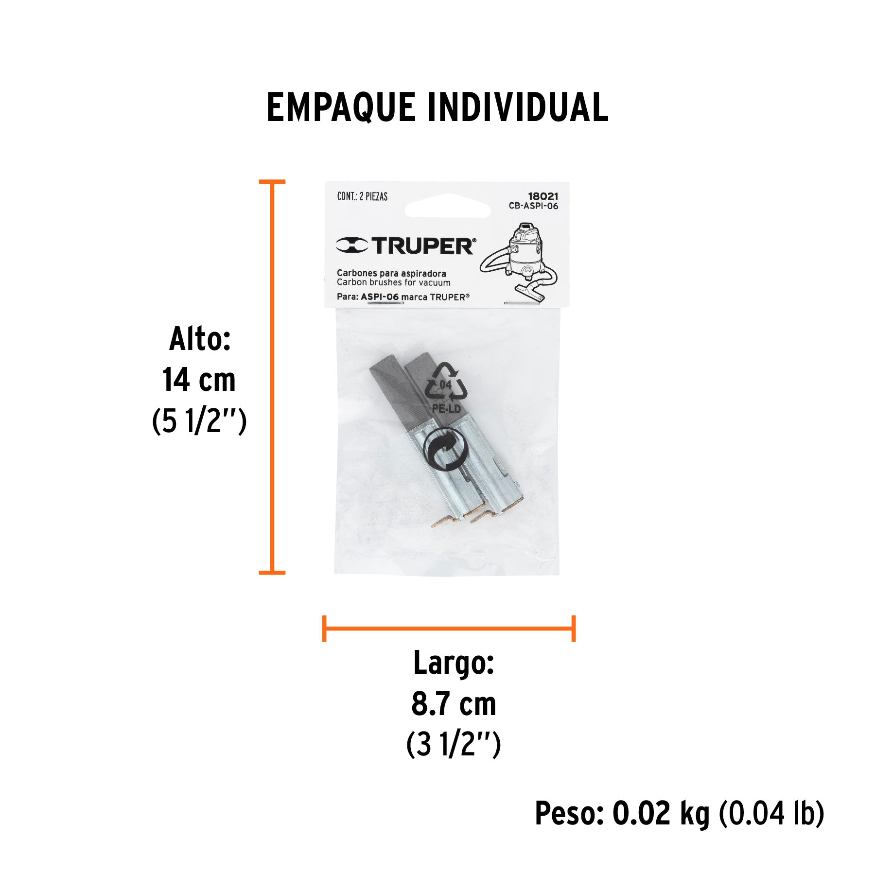 Bolsa con 2 carbones de repuesto para ASPI-06, TRUPER - Empaque
