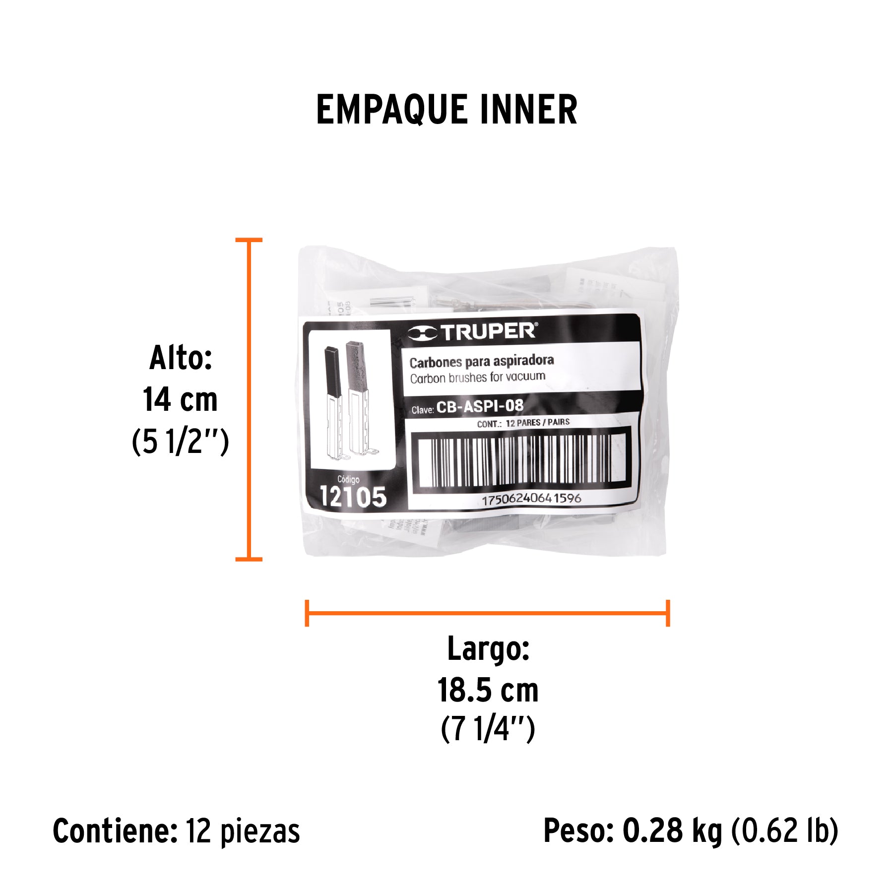 Bolsa con 2 carbones de repuesto para ASPI-08, TRUPER - Empaque