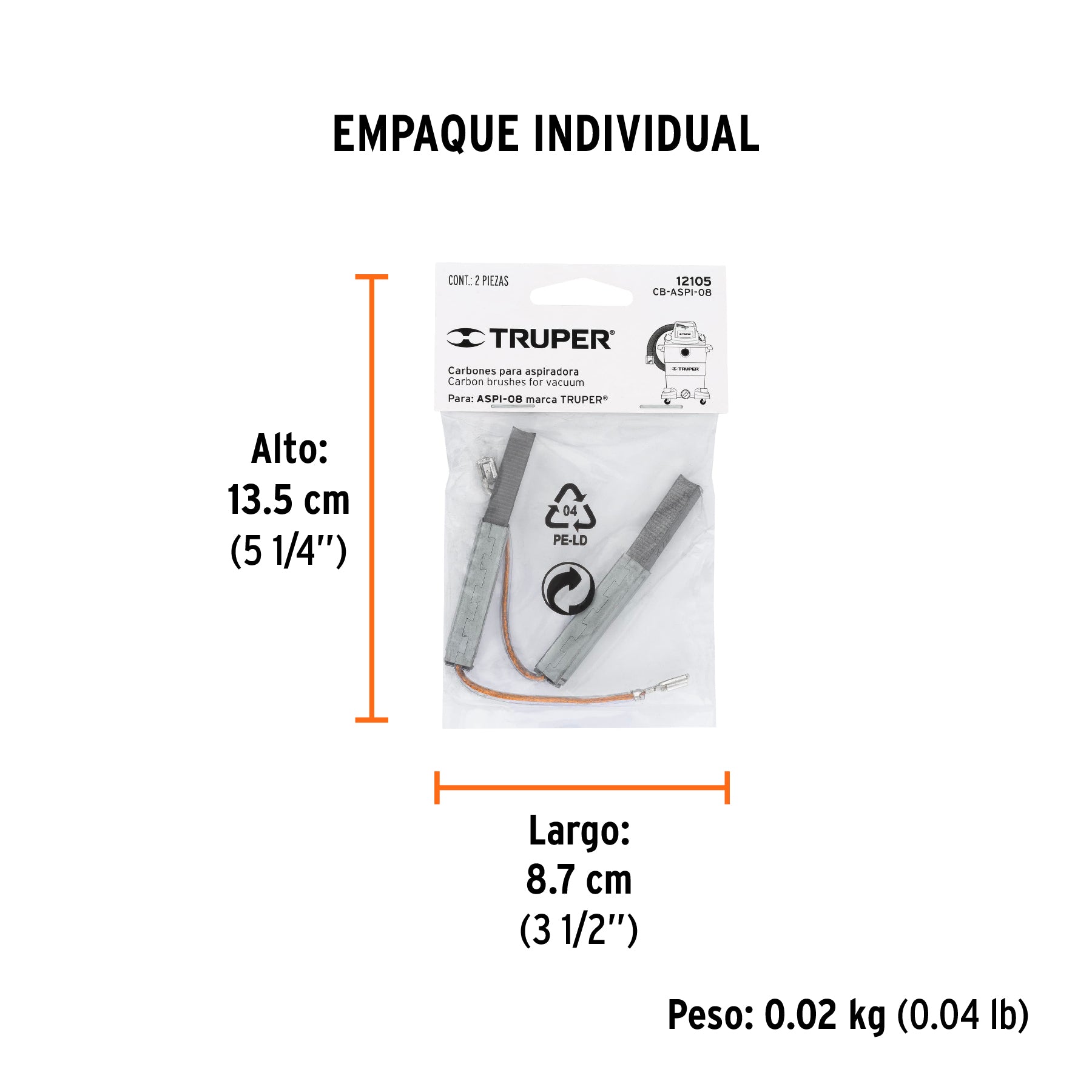 Bolsa con 2 carbones de repuesto para ASPI-08, TRUPER - Empaque