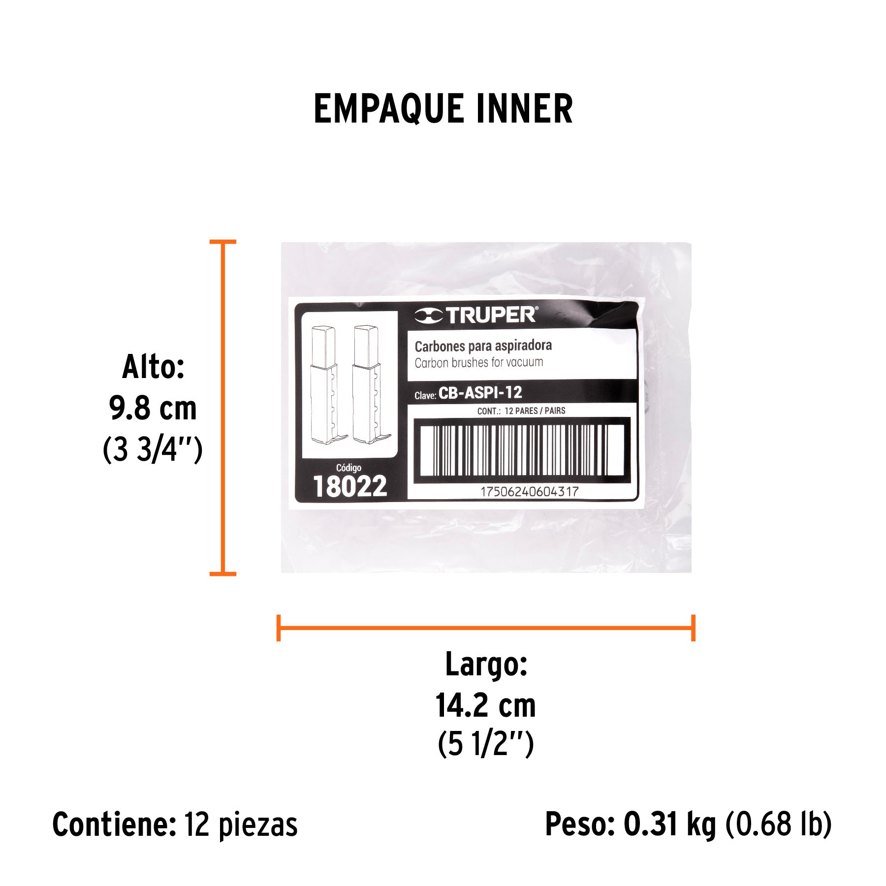 Bolsa con 2 carbones de repuesto para ASPI-12, TRUPER - Empaque