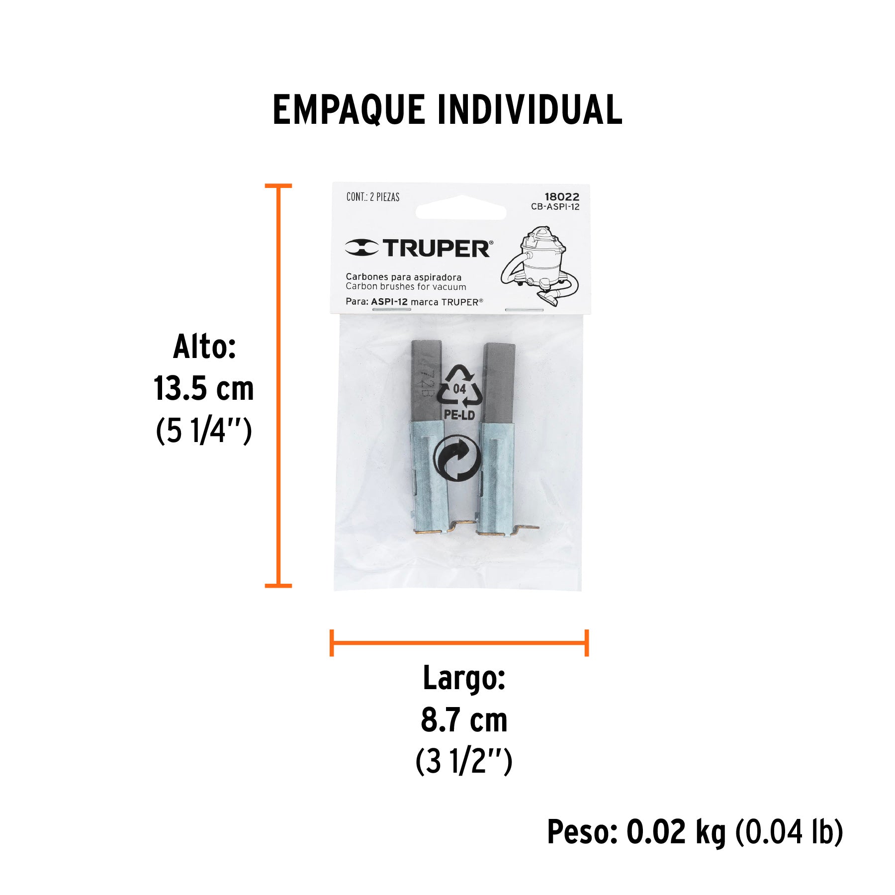 Bolsa con 2 carbones de repuesto para ASPI-12, TRUPER - Empaque