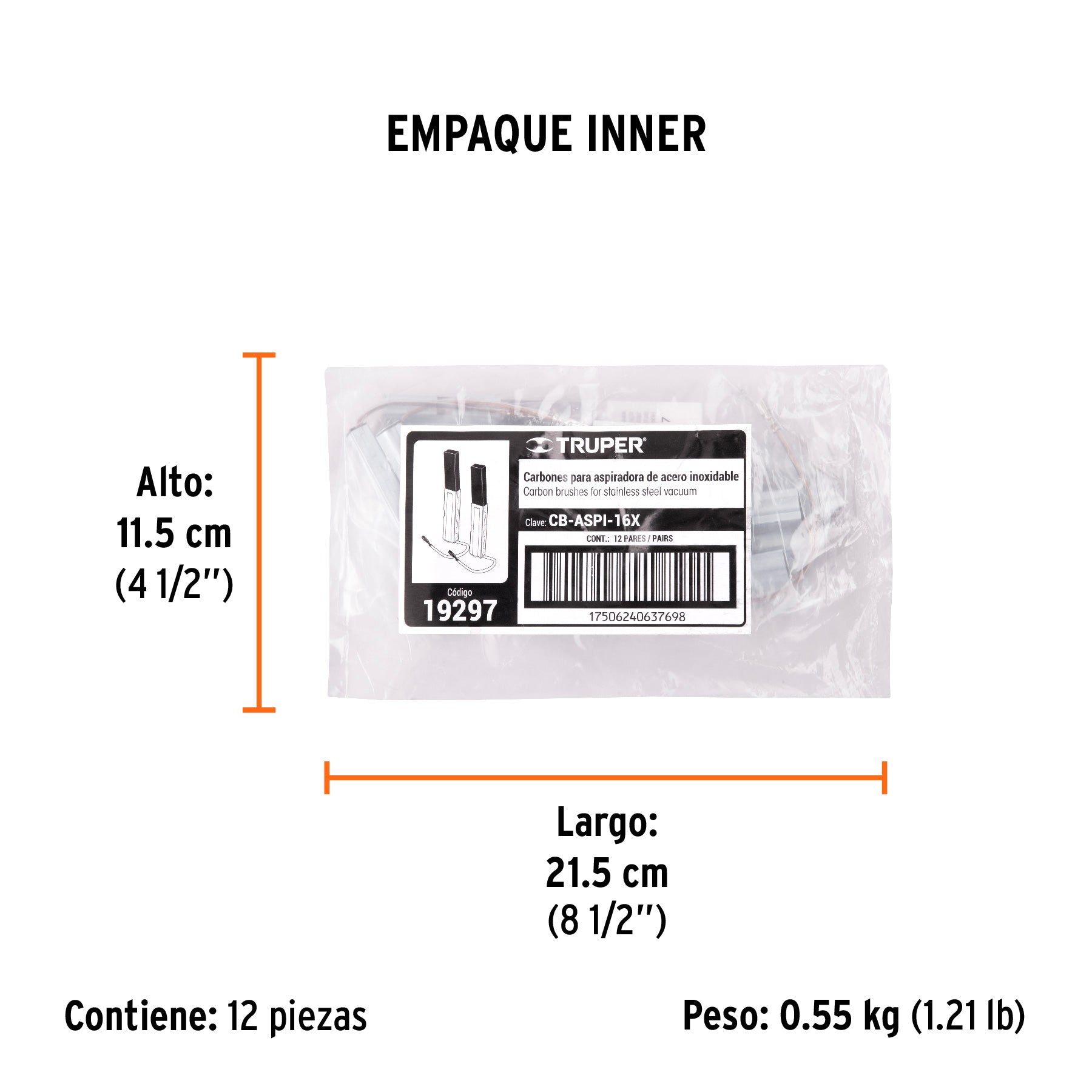 Bolsa con 2 carbones de repuesto para ASPI-16X, TRUPER - Empaque
