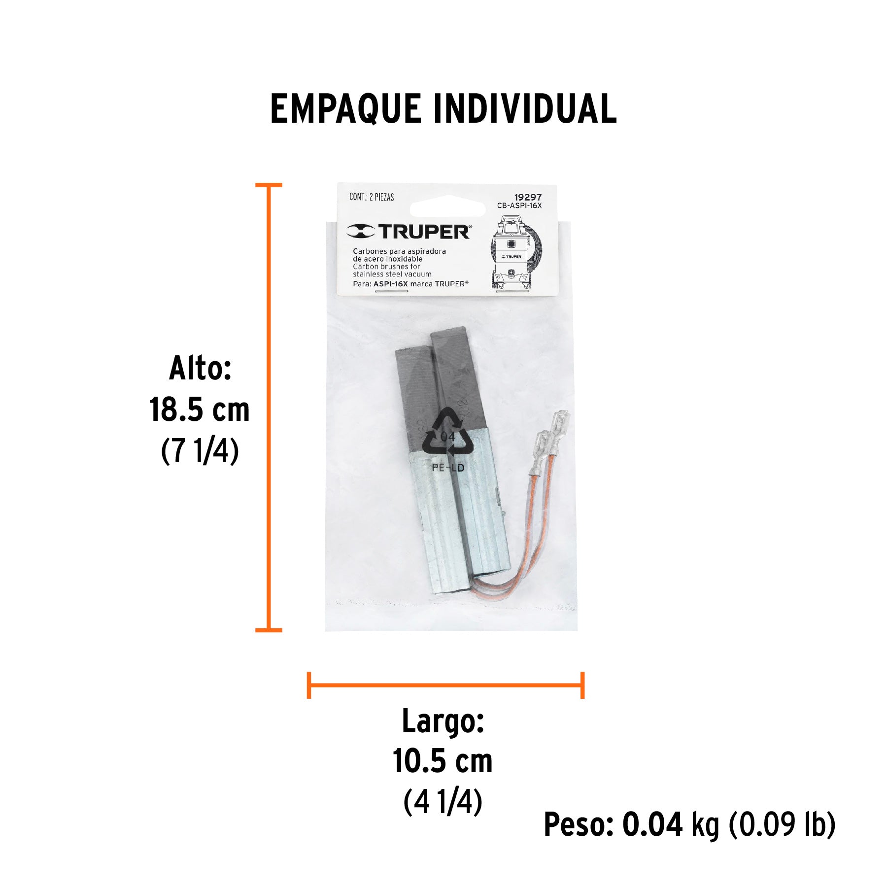 Bolsa con 2 carbones de repuesto para ASPI-16X, TRUPER - Empaque