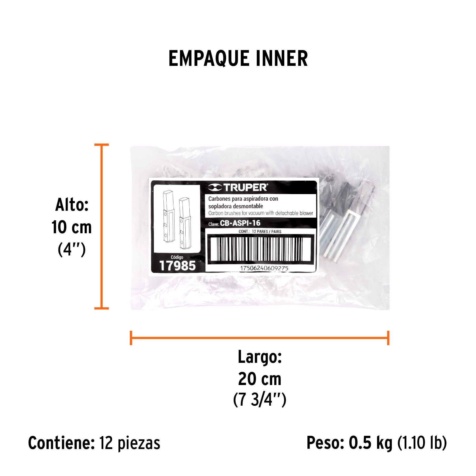 Bolsa con 2 carbones de repuesto para ASPI-16, TRUPER - Empaque