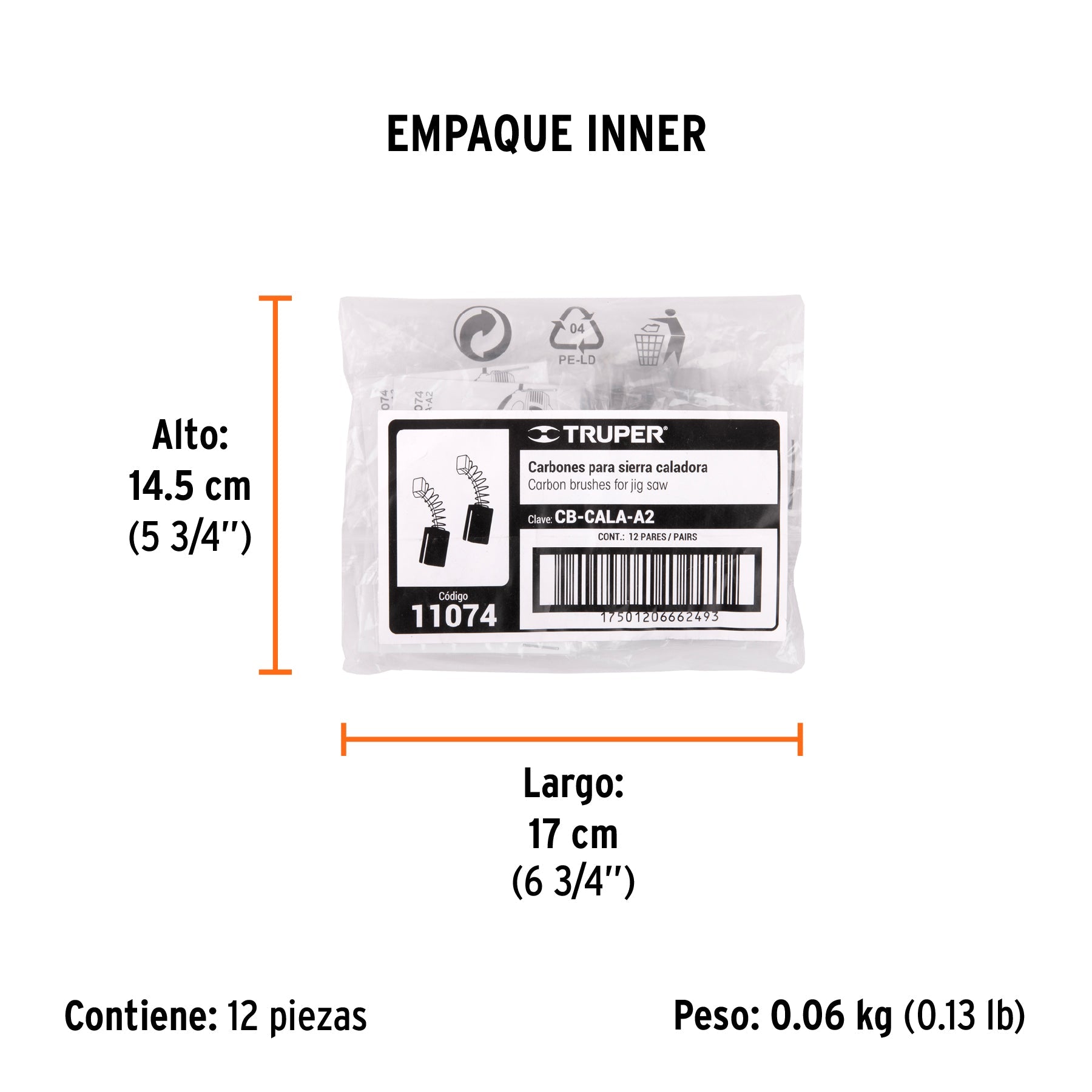 Bolsa con 2 carbones de repuesto para CALA-A2, TRUPER - Empaque