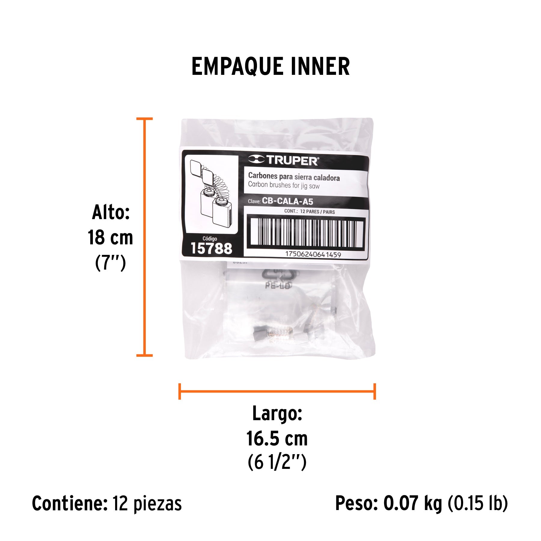 Bolsa con 2 carbones de repuesto para CALA-A5, TRUPER - Empaque