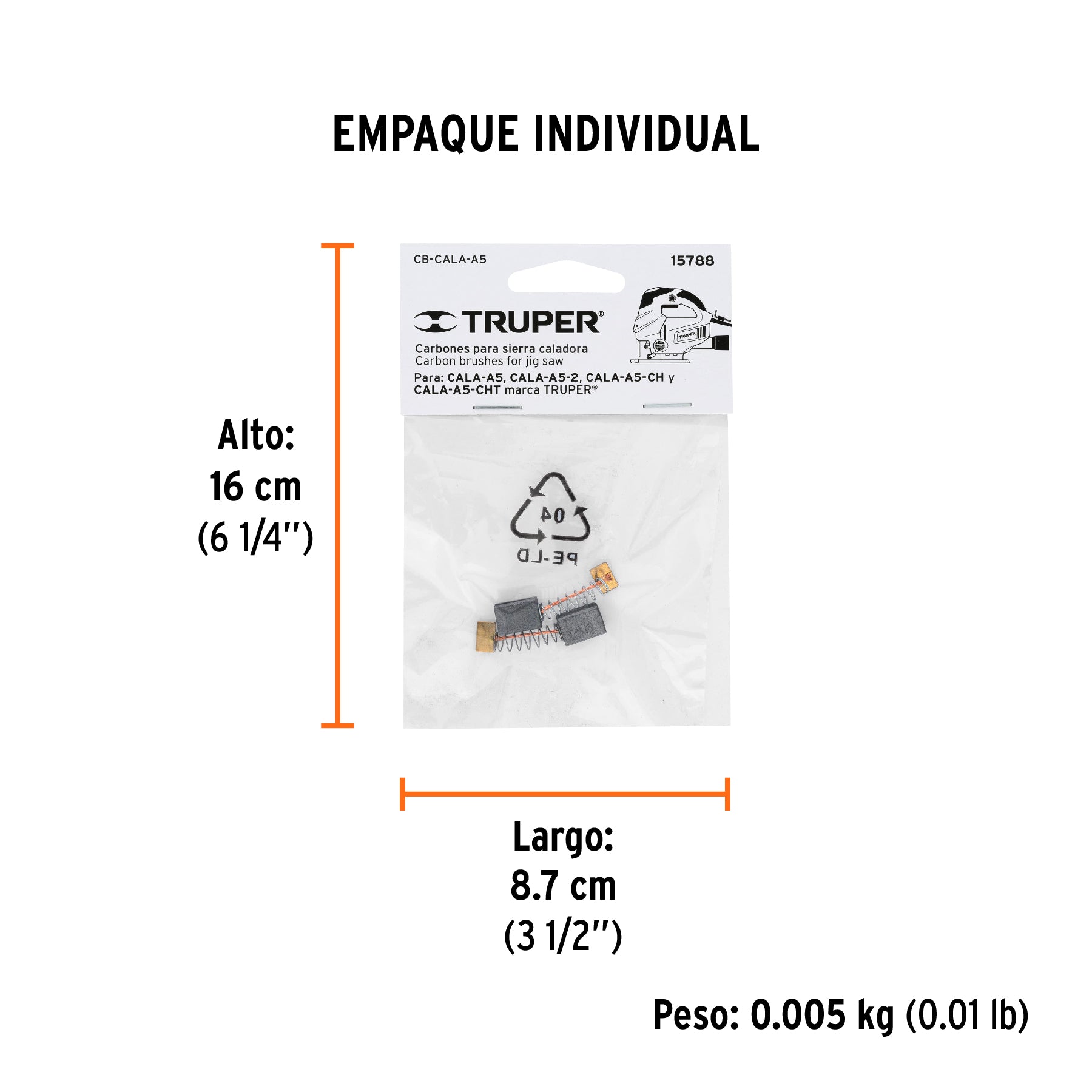 Bolsa con 2 carbones de repuesto para CALA-A5, TRUPER - Empaque