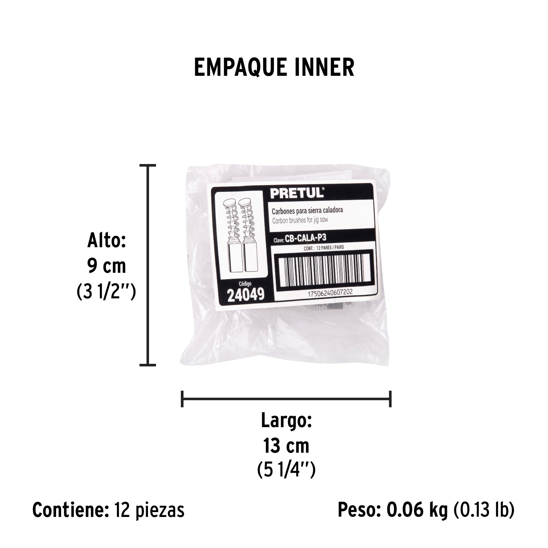 Bolsa con 2 carbones de repuesto para CALA-P3, PRETUL - Empaque