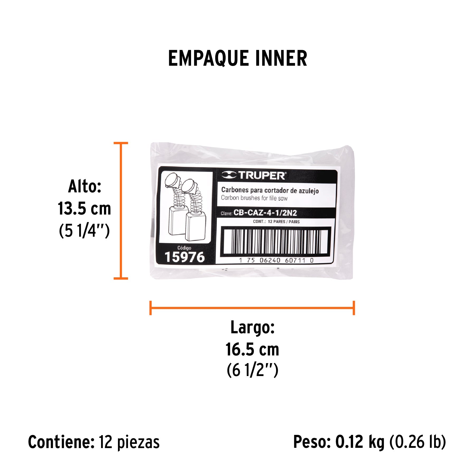 Bolsa con 2 carbones de repuesto para CAZ-EL-4-1/2N, TRUPER - Empaque