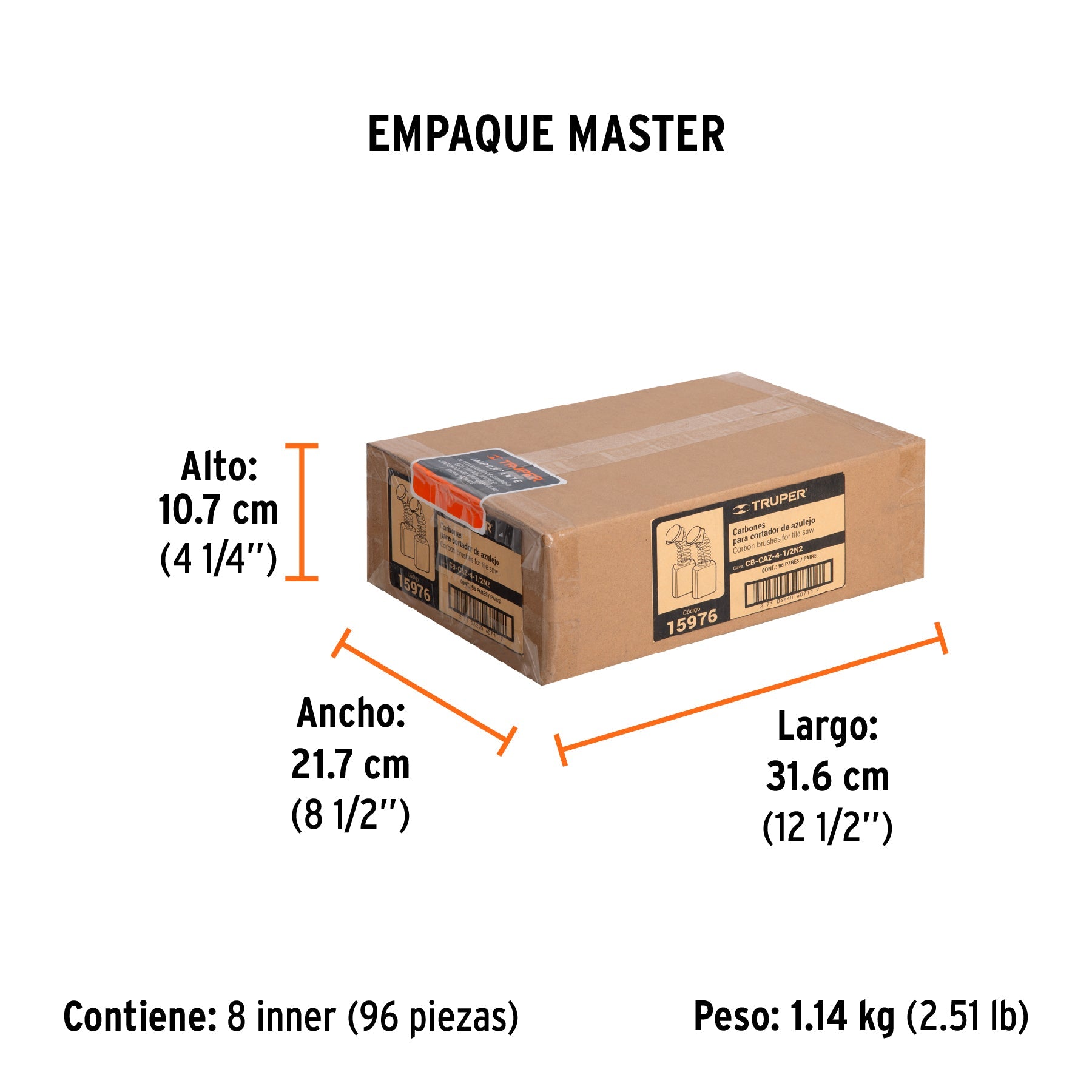 Bolsa con 2 carbones de repuesto para CAZ-EL-4-1/2N, TRUPER - Empaque