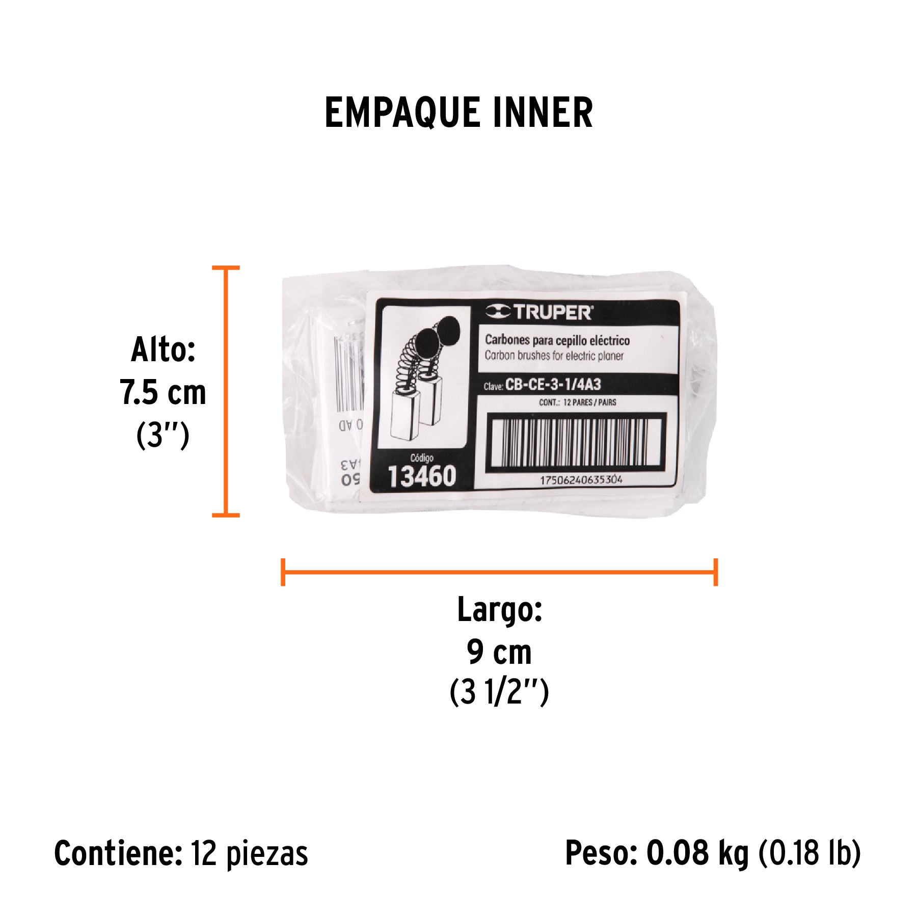 Bolsa con 2 carbones para CEPEL-3-1/4A3 y 1/4A2,TRUPER - Empaque