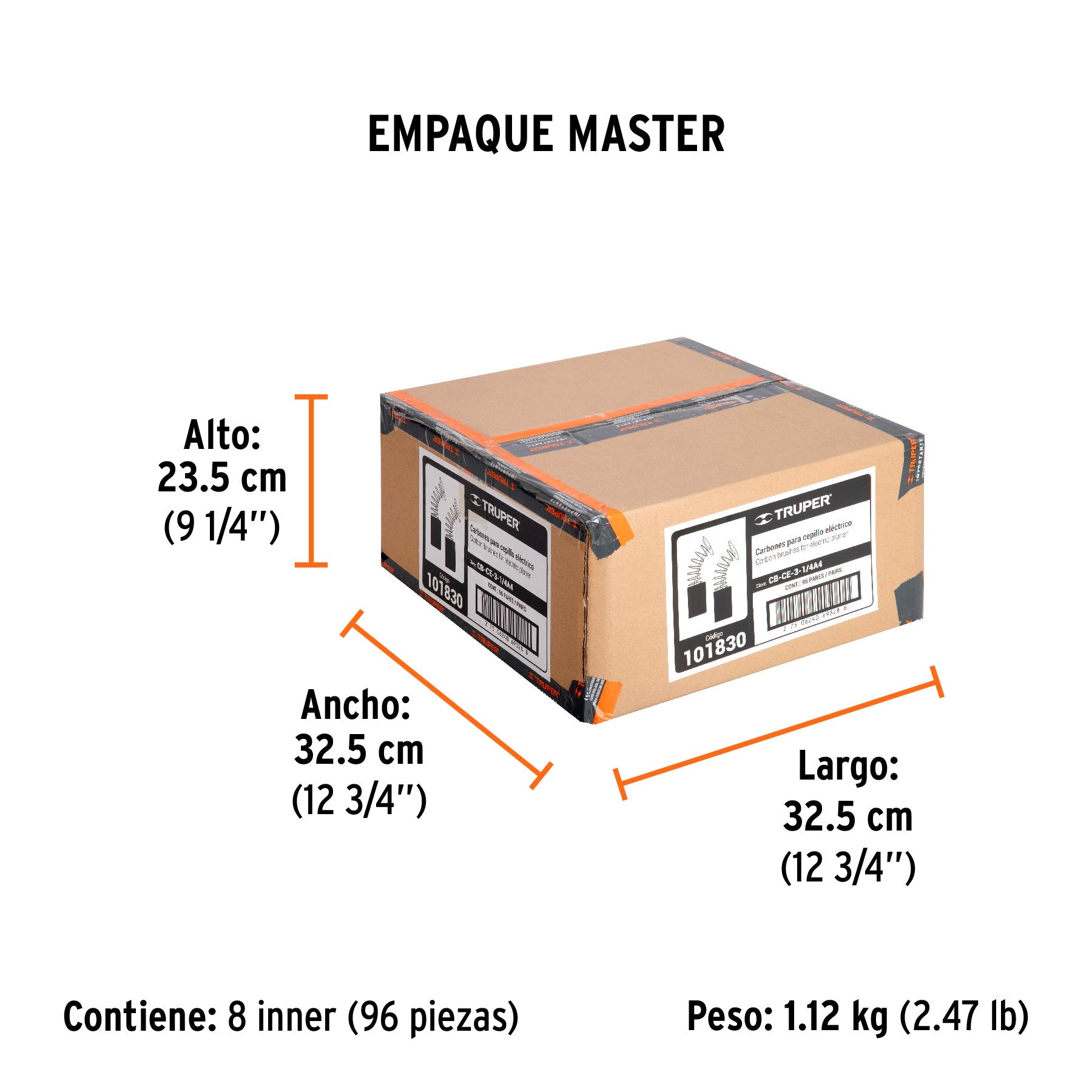 Bolsa con 2 carbones de repuesto para CEPEL-3-1/4A4, TRUPER - Empaque
