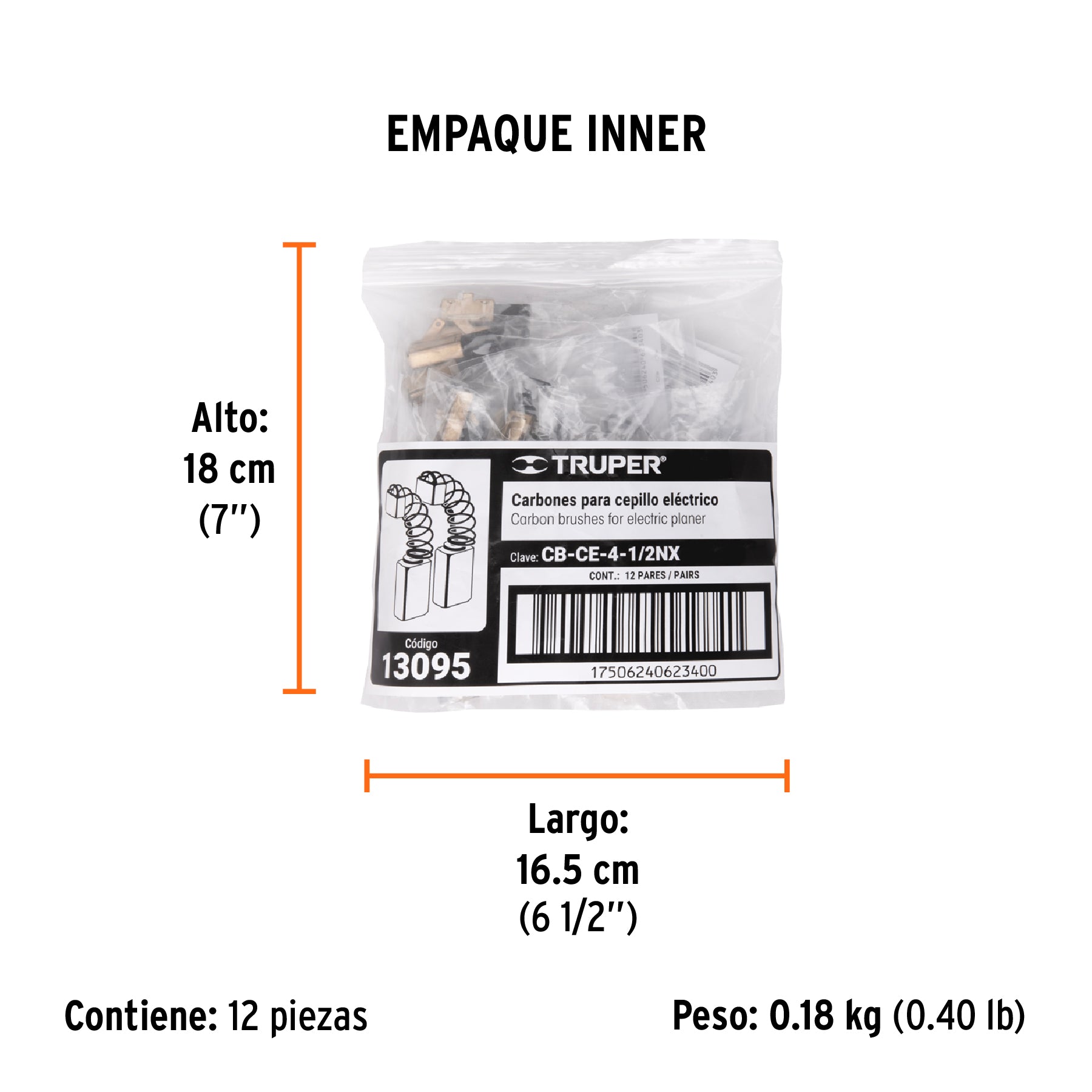 Bolsa con 2 carbones de repuesto para CEPEL-4-1/2NX, TRUPER - Empaque