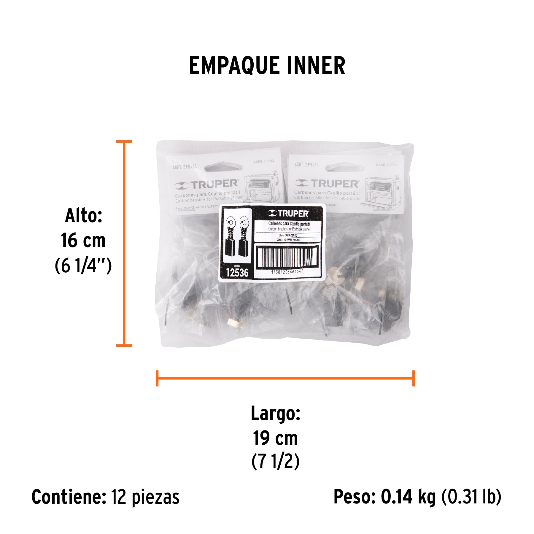 Bolsa con 2 carbones de repuesto para CEP-12, TRUPER - Empaque