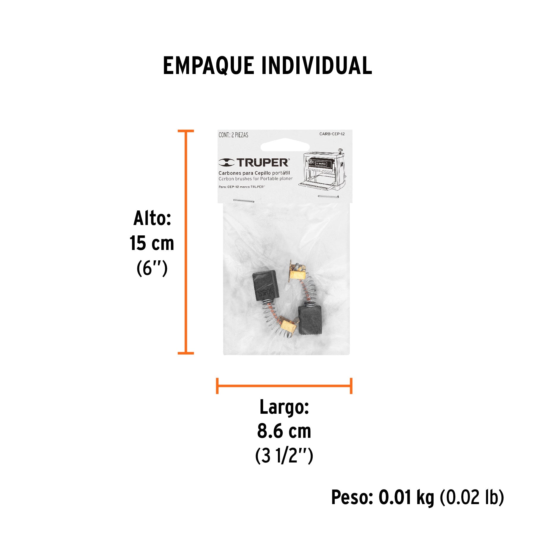 Bolsa con 2 carbones de repuesto para CEP-12, TRUPER - Empaque