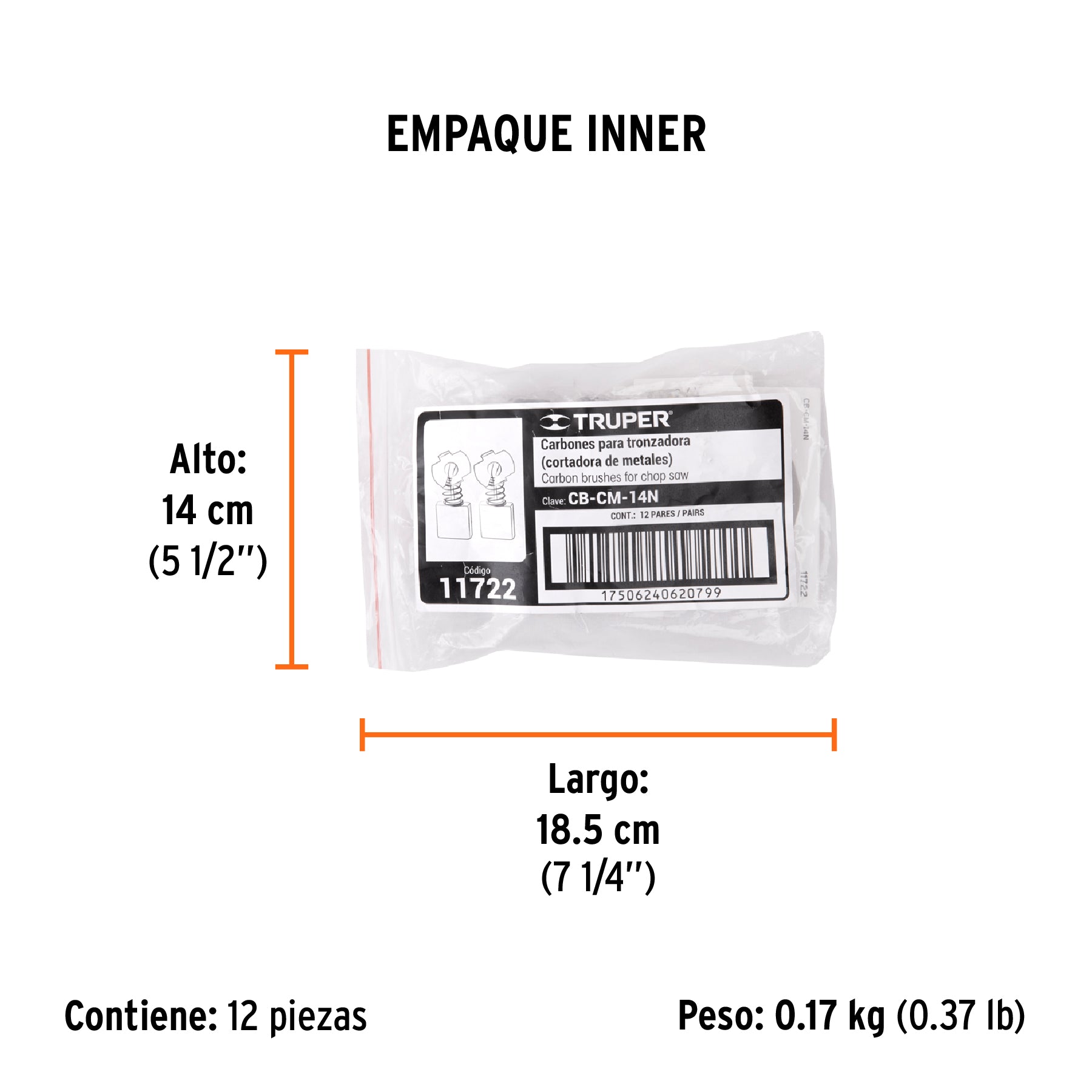 Bolsa con 2 carbones de repuesto para CM-14N, TRUPER - Empaque
