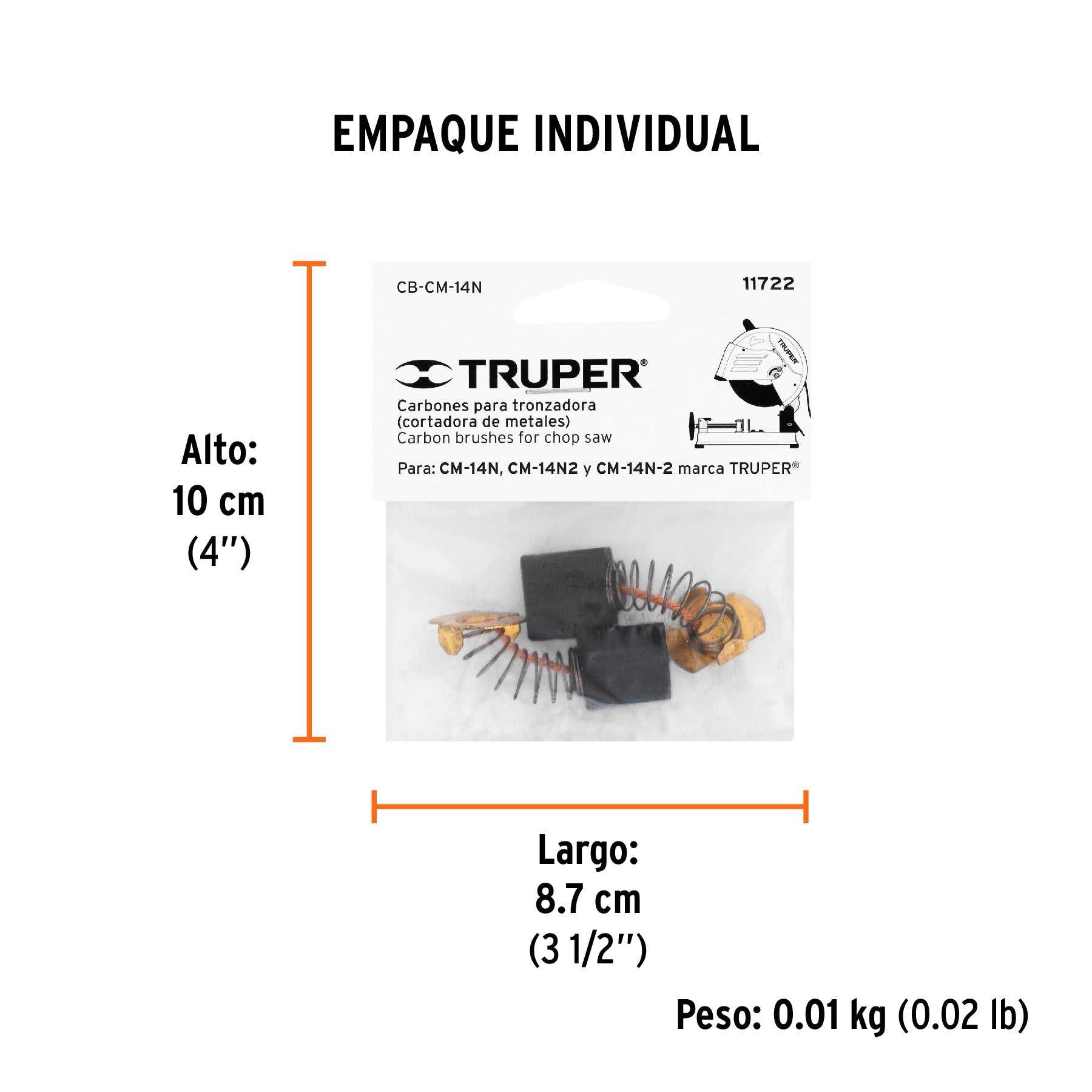 Bolsa con 2 carbones de repuesto para CM-14N, TRUPER - Empaque