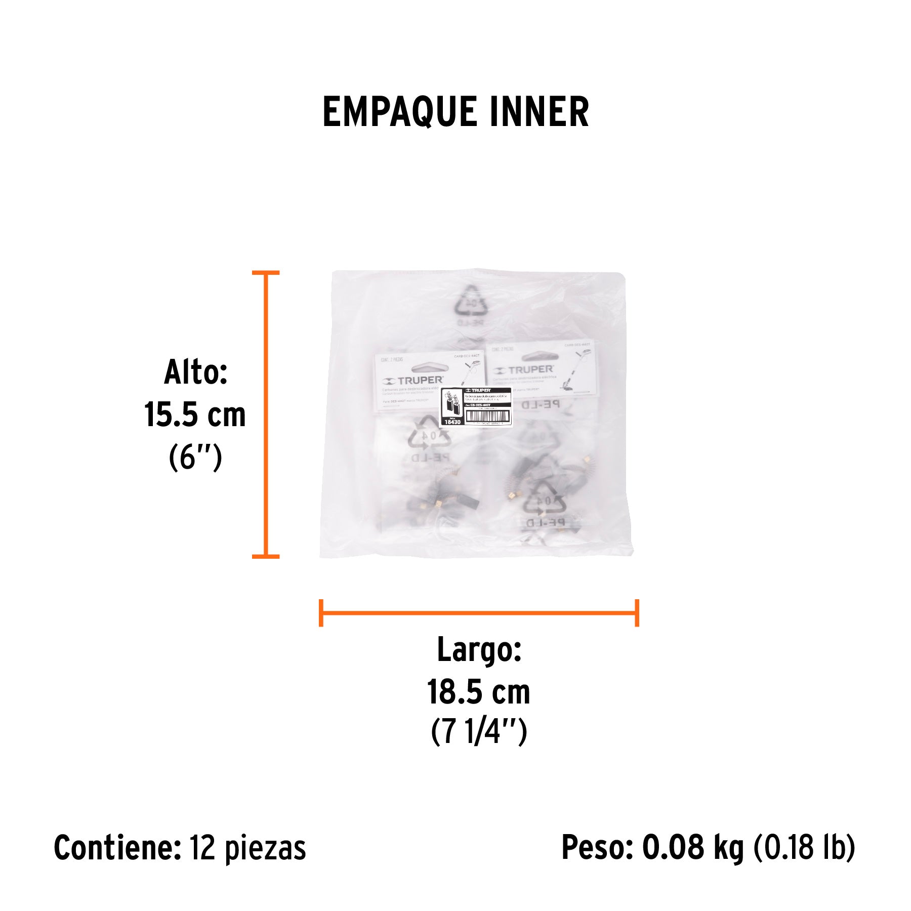 Bolsa con 2 carbones de repuesto para DES-440T, TRUPER - Empaque
