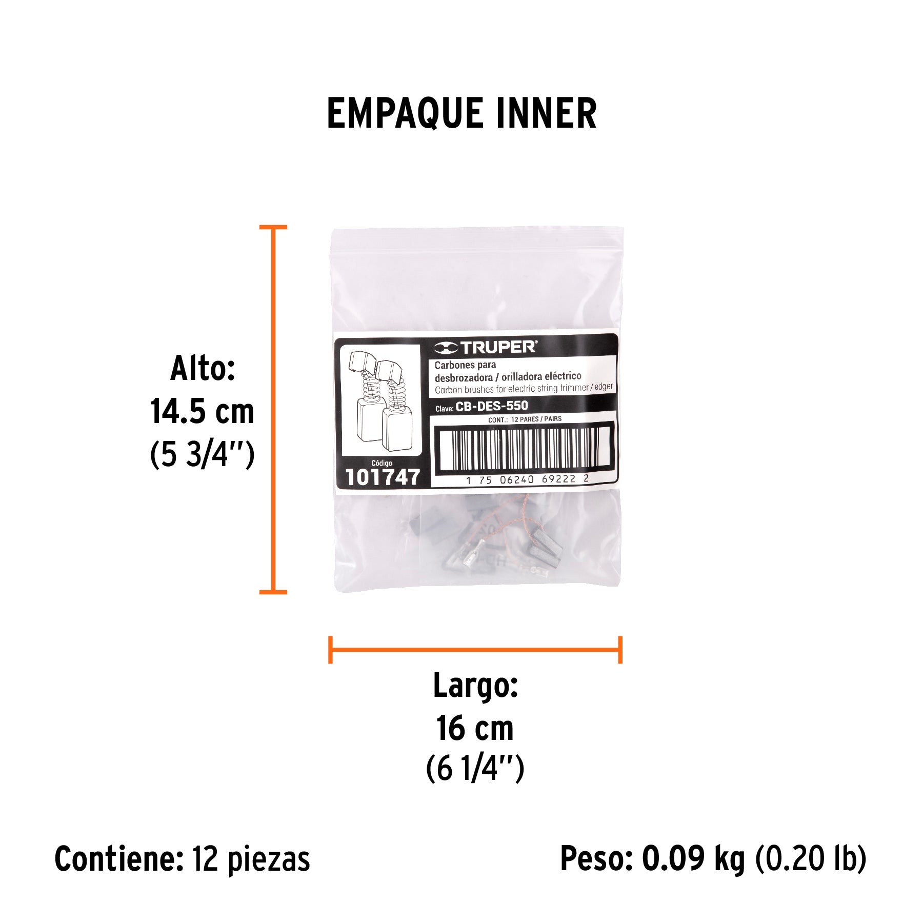 Bolsa con 2 carbones de repuesto para DES-550, TRUPER - Empaque