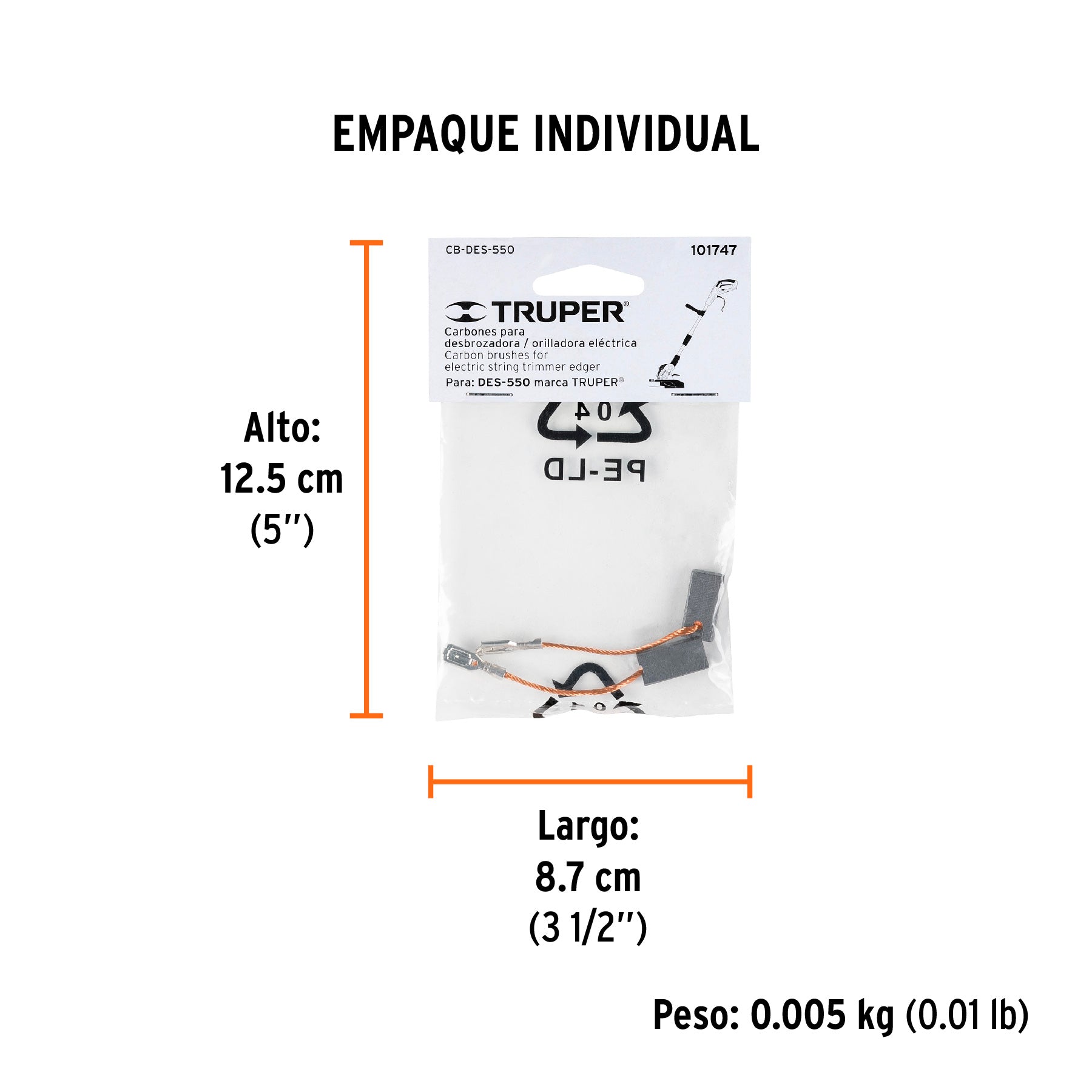 Bolsa con 2 carbones de repuesto para DES-550, TRUPER - Empaque