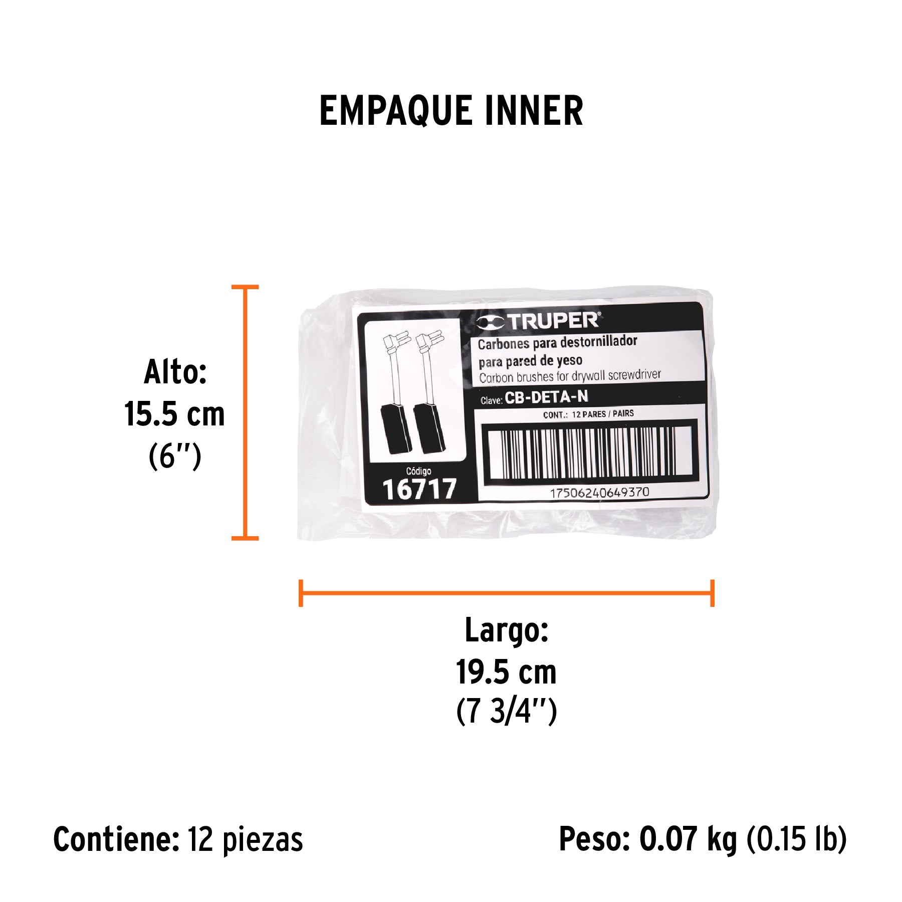 Bolsa con 2 carbones de repuesto para DETA-N, TRUPER - Empaque