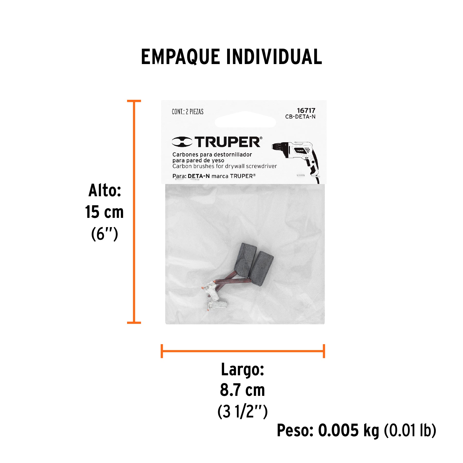 Bolsa con 2 carbones de repuesto para DETA-N, TRUPER - Empaque