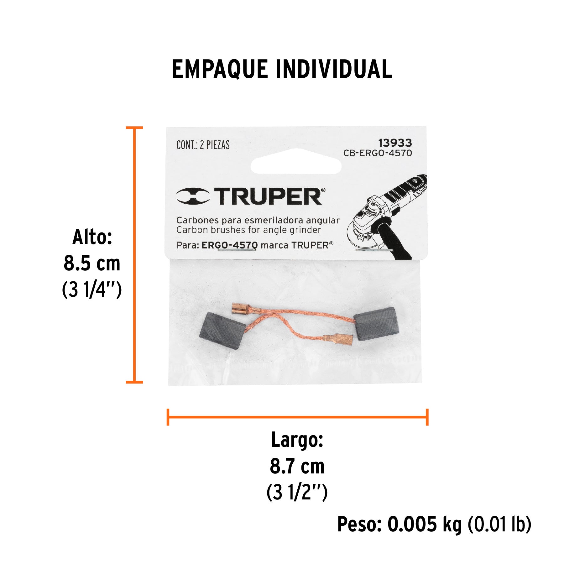 Bolsa con 2 carbones de repuesto para ERGO-4570, TRUPER - Empaque