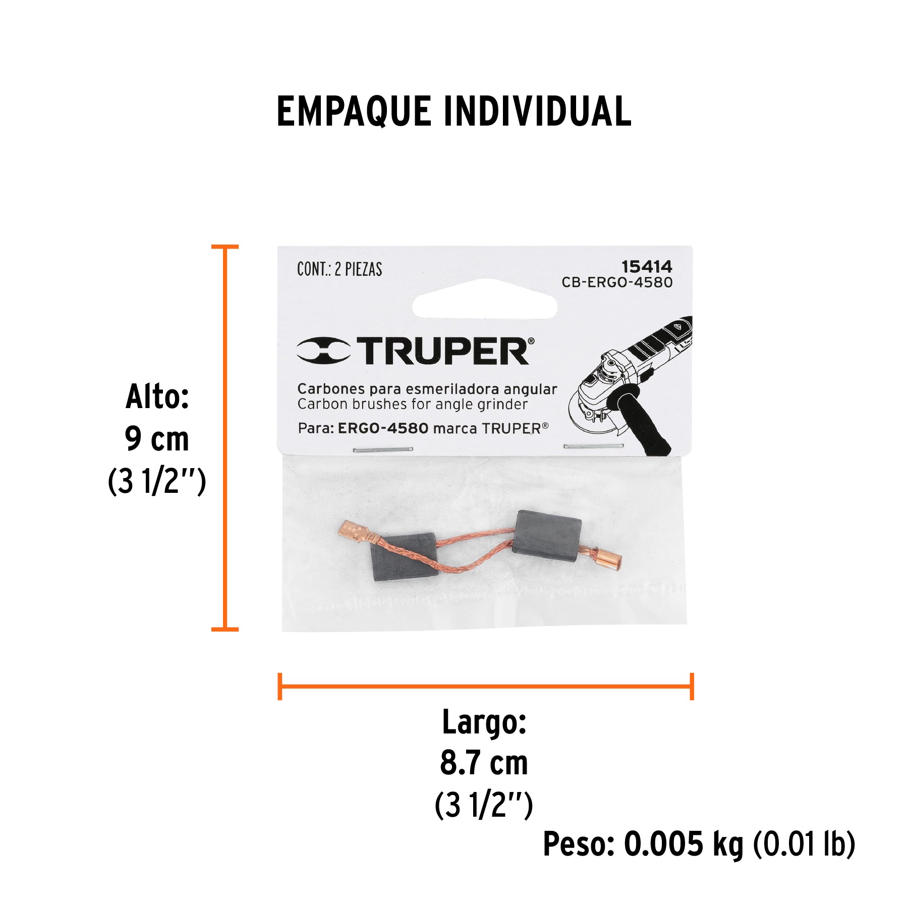 Bolsa con 2 carbones de repuesto para ERGO-4580, TRUPER - Empaque