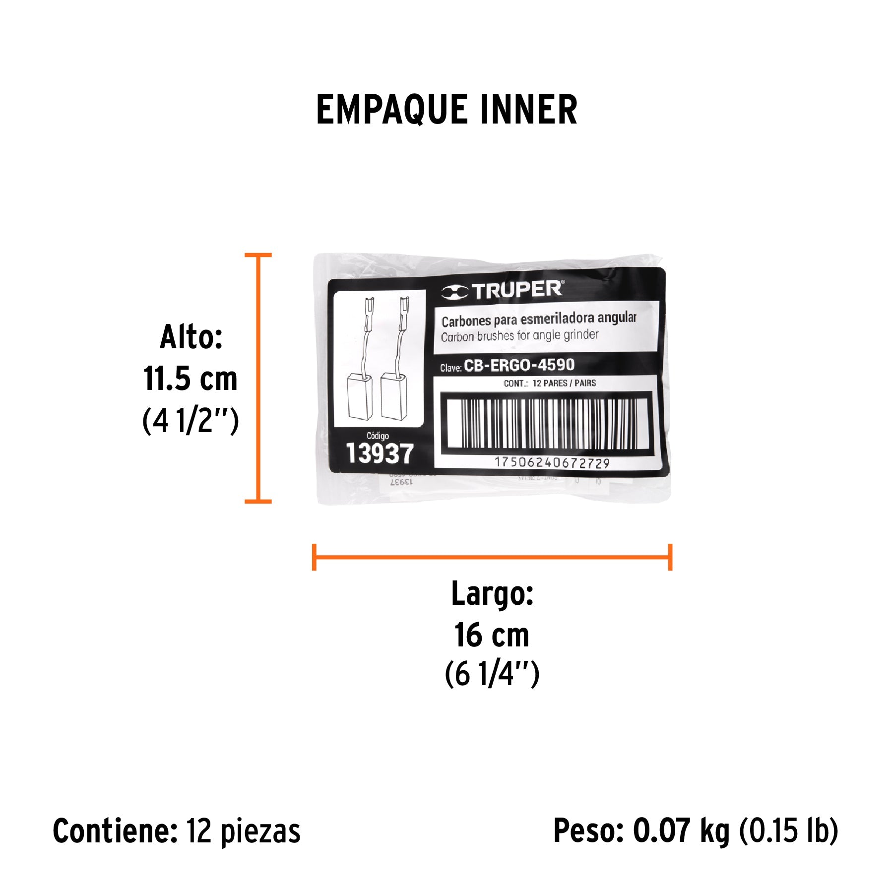 Bolsa con 2 carbones de repuesto para ERGO-4590, TRUPER - Empaque