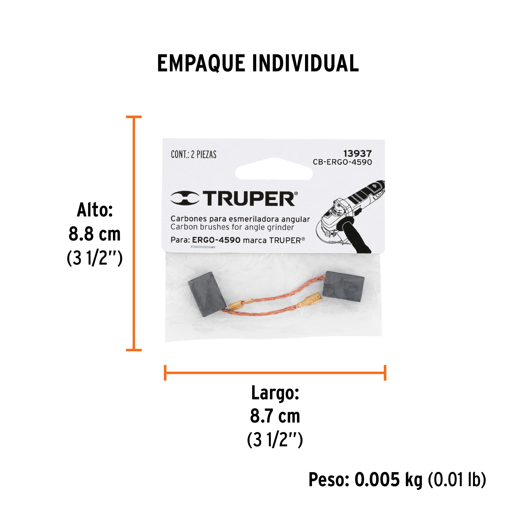 Bolsa con 2 carbones de repuesto para ERGO-4590, TRUPER - Empaque
