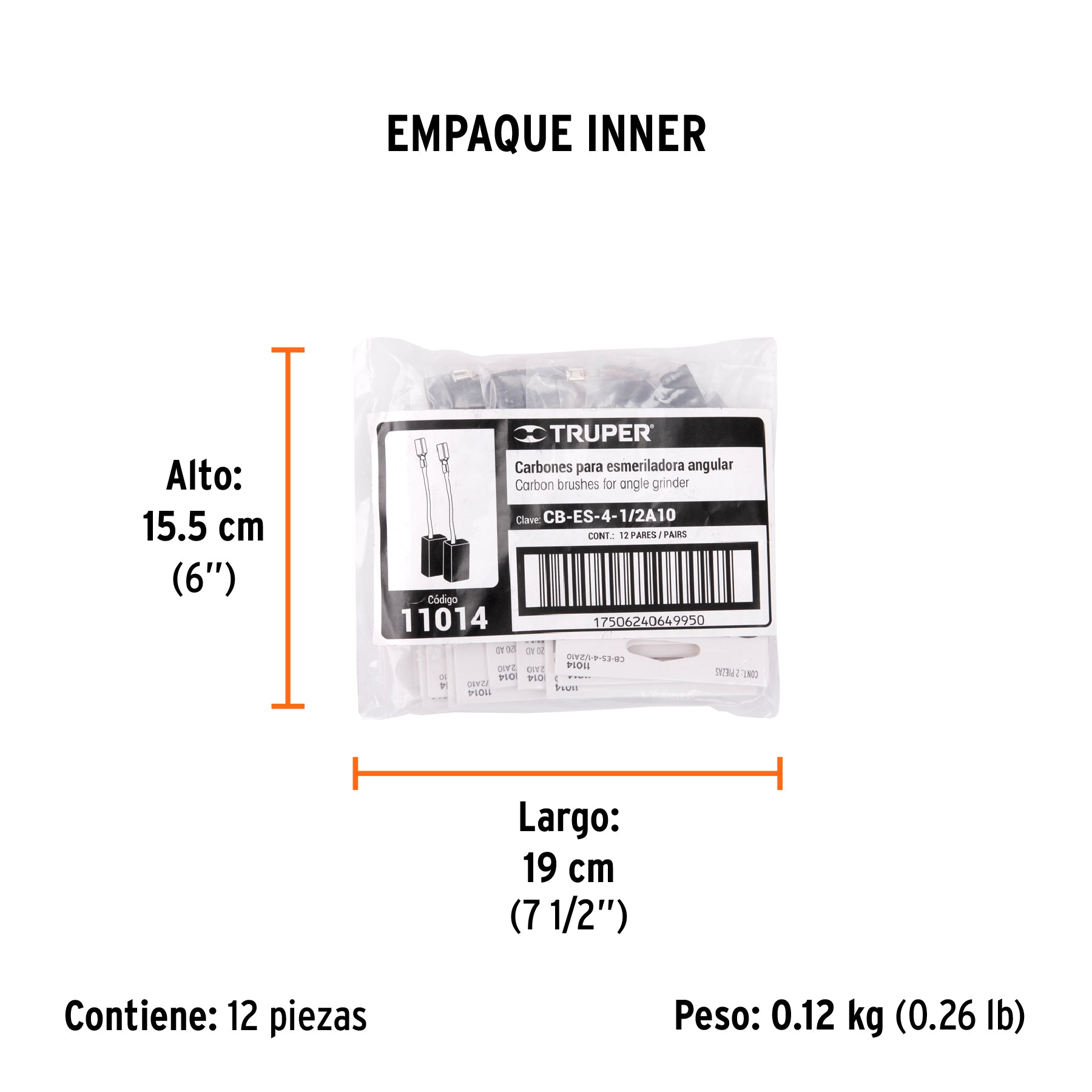 Bolsa con 2 carbones de repuesto para ESMA-4-1/2A10, TRUPER - Empaque
