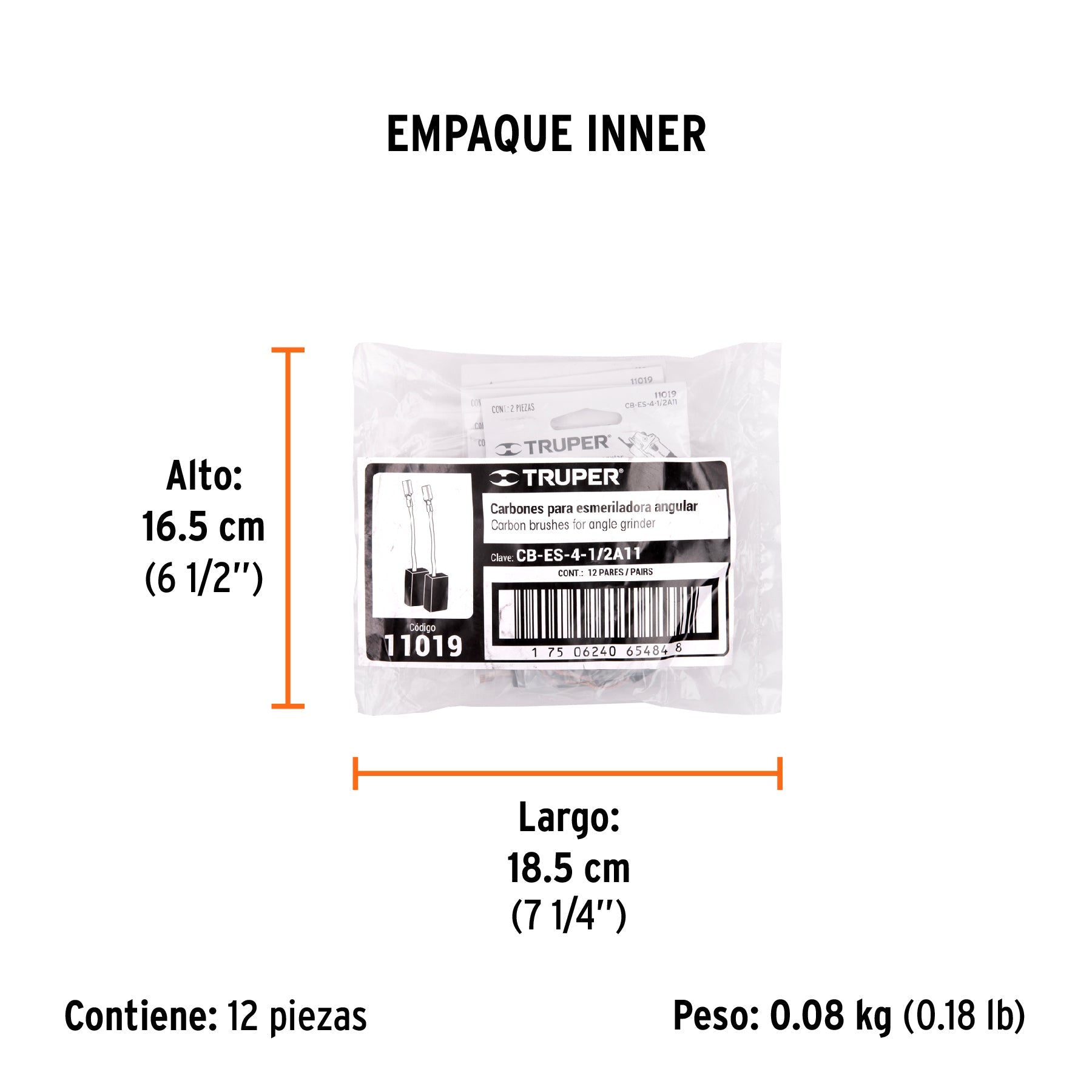 Bolsa con 2 carbones de repuesto para ESMA-4-1/2A11, TRUPER - Empaque