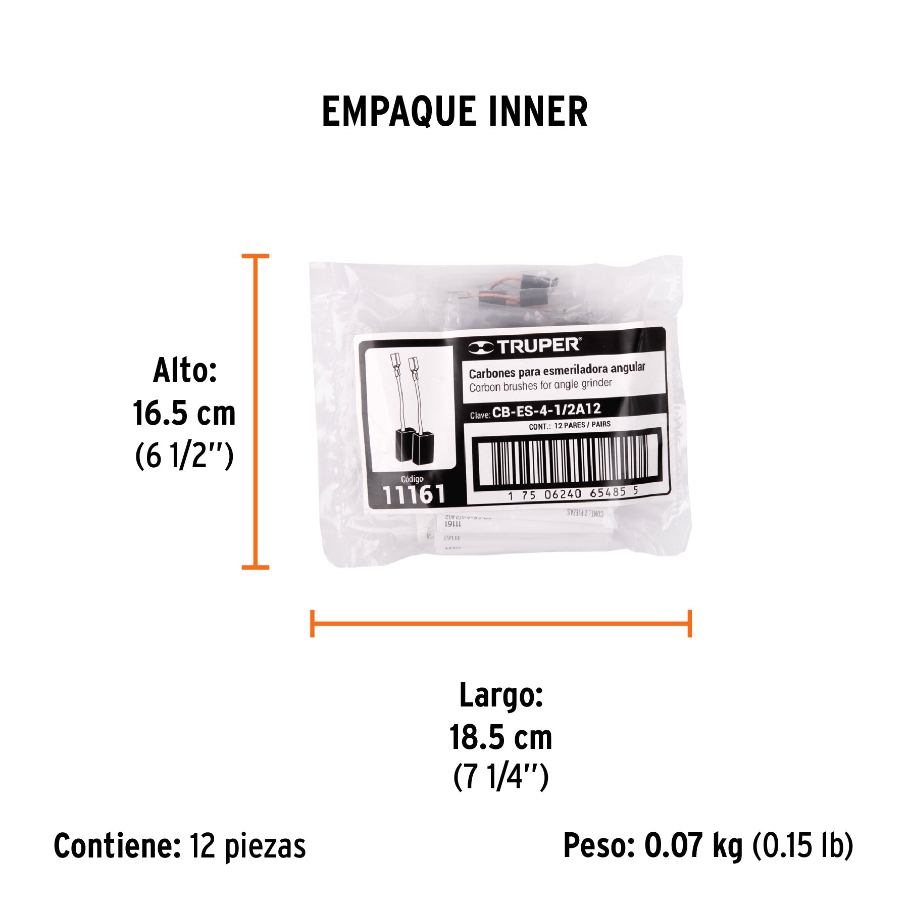 Bolsa con 2 carbones de repuesto para ESMA-4-1/2A12, TRUPER - Empaque