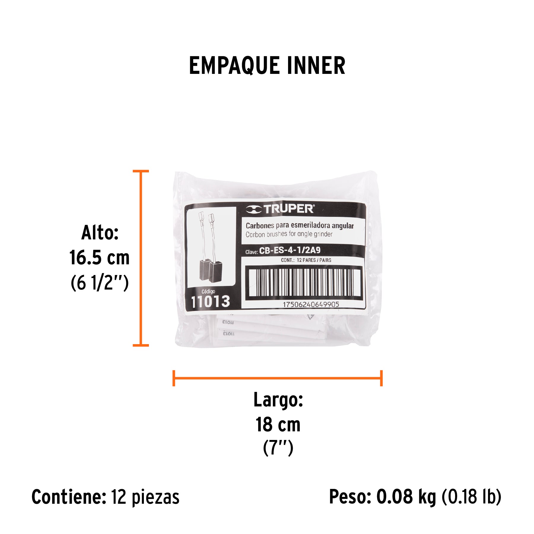 Bolsa con 2 carbones de repuesto para ESMA-4-1/2A9, TRUPER - Empaque