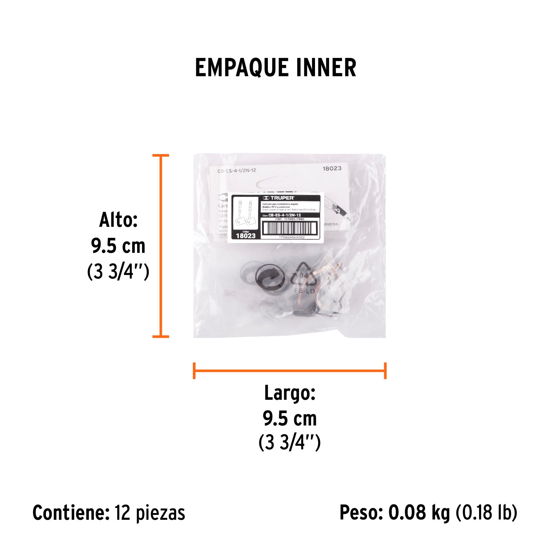 Bolsa con 2 carbones de repuesto para ESMA-4-1/2N, TRUPER - Empaque