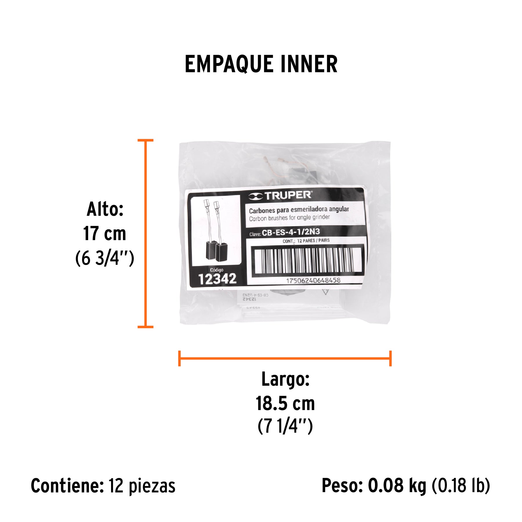 Bolsa con 2 carbones de repuesto para ESMA-4-1/2N3, TRUPER - Empaque