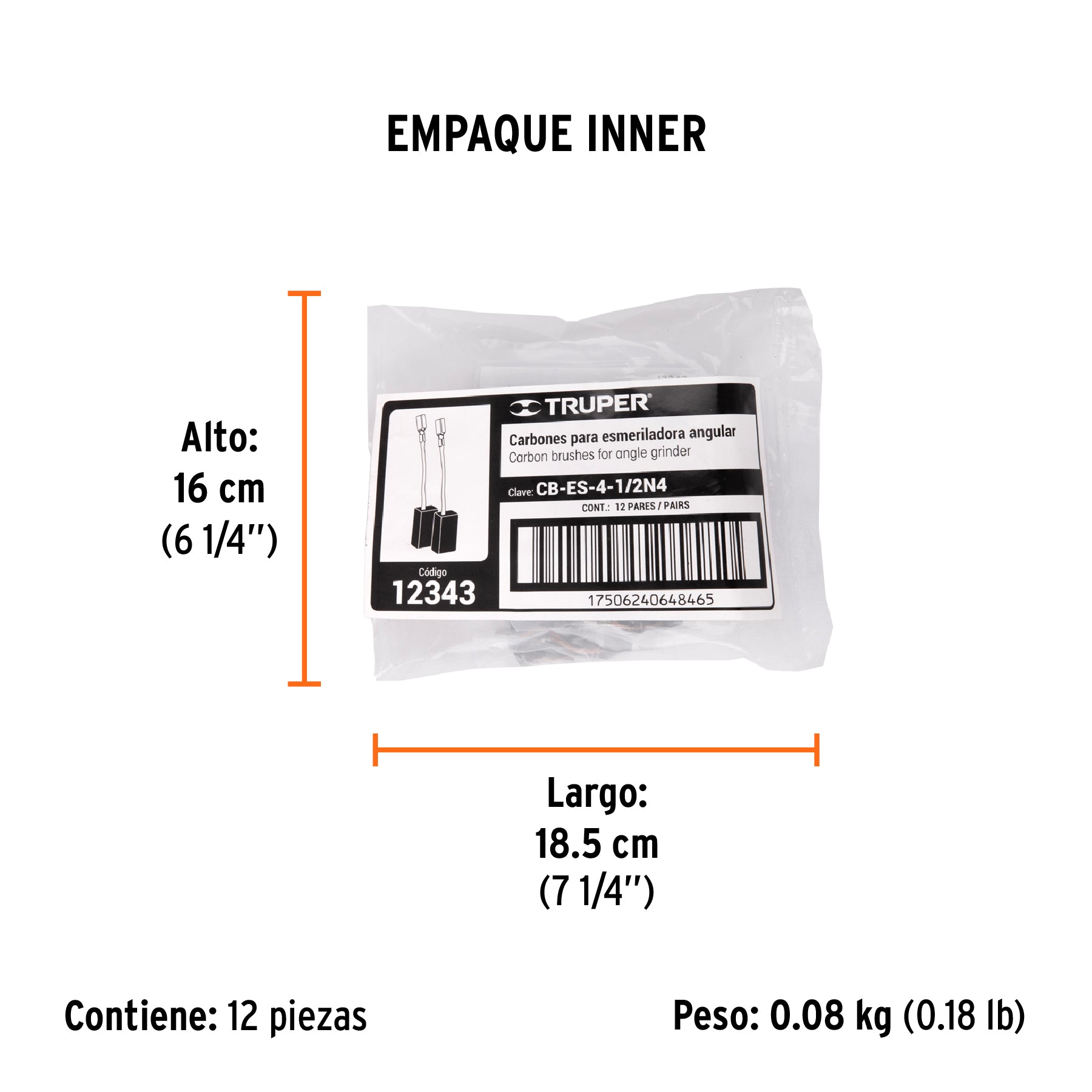 Bolsa con 2 carbones de repuesto para ESMA-4-1/2N4, TRUPER - Empaque