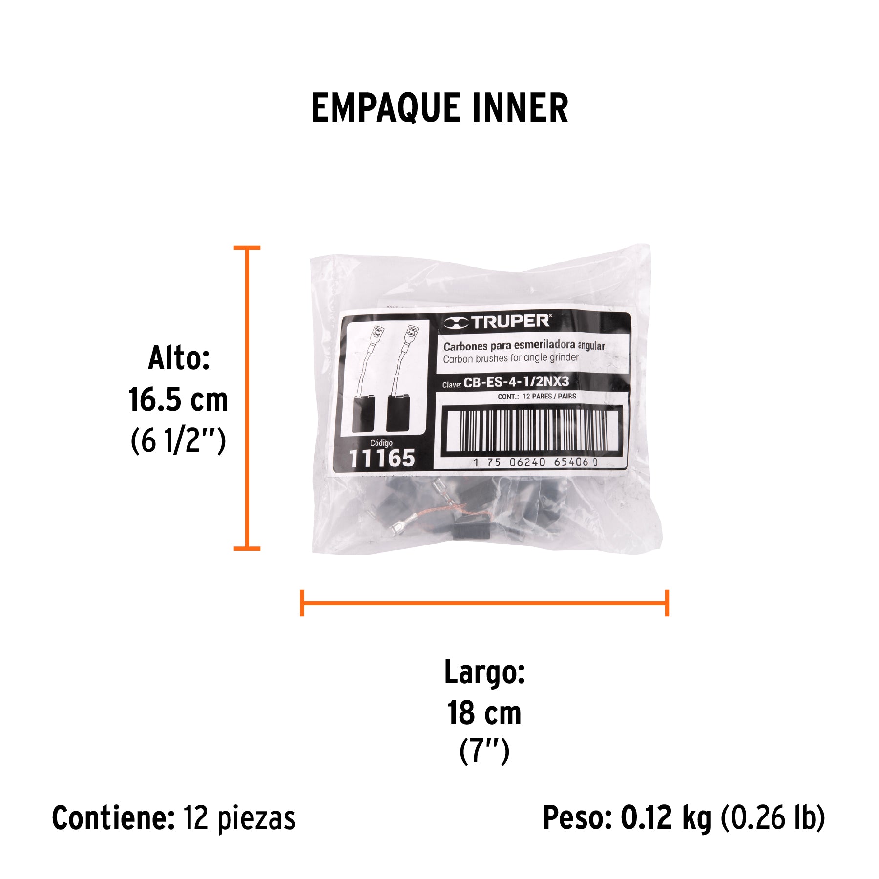 Bolsa con 2 carbones de repuesto para ESMA-4-1/2NX3, TRUPER - Empaque