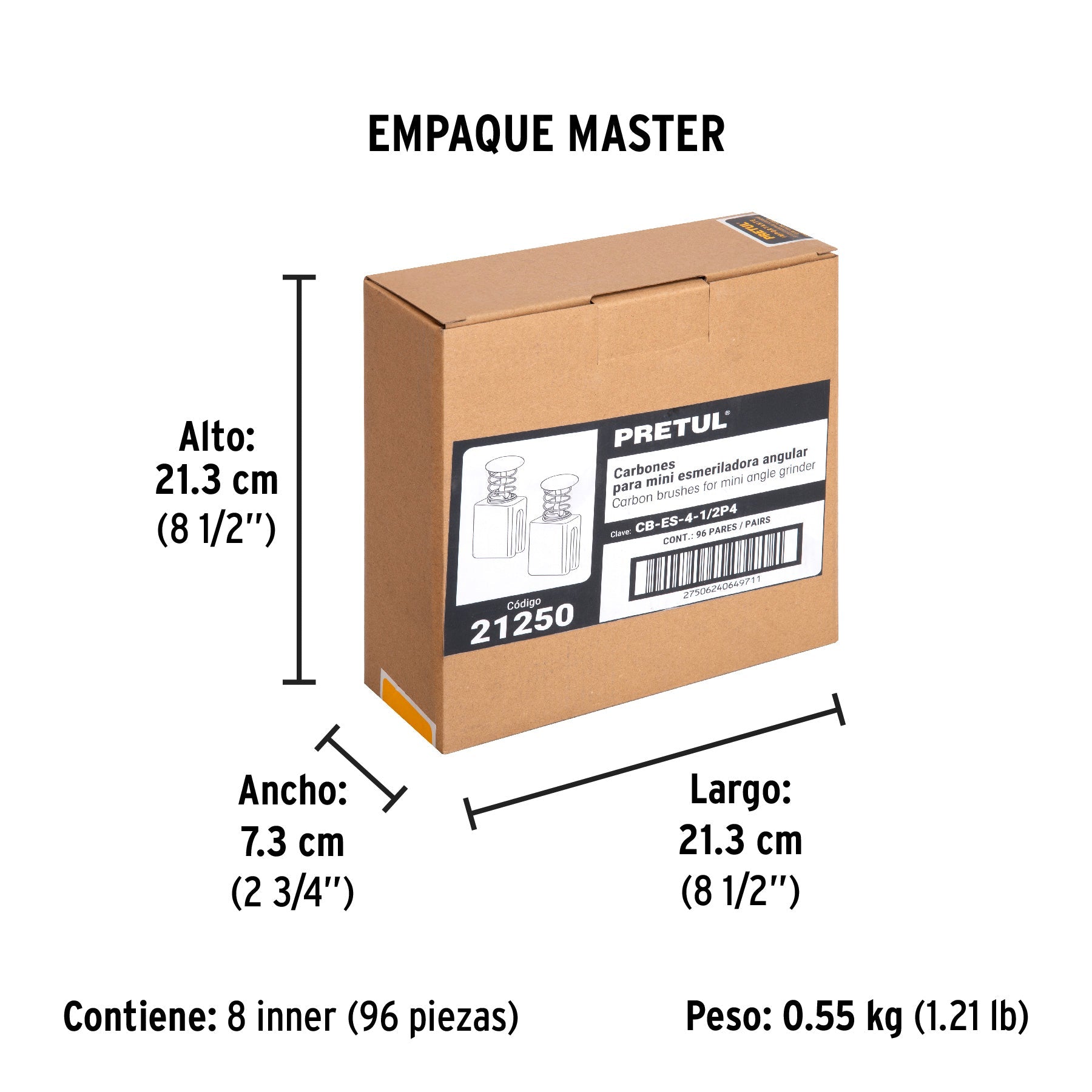 Bolsa con 2 carbones de repuesto para ESMA-4-1/2P4, PRETUL - Empaque