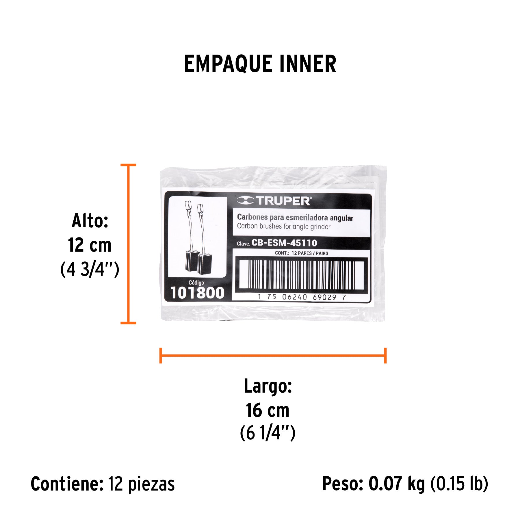 Bolsa con 2 carbones de repuesto para ESM-45110, TRUPER - Empaque