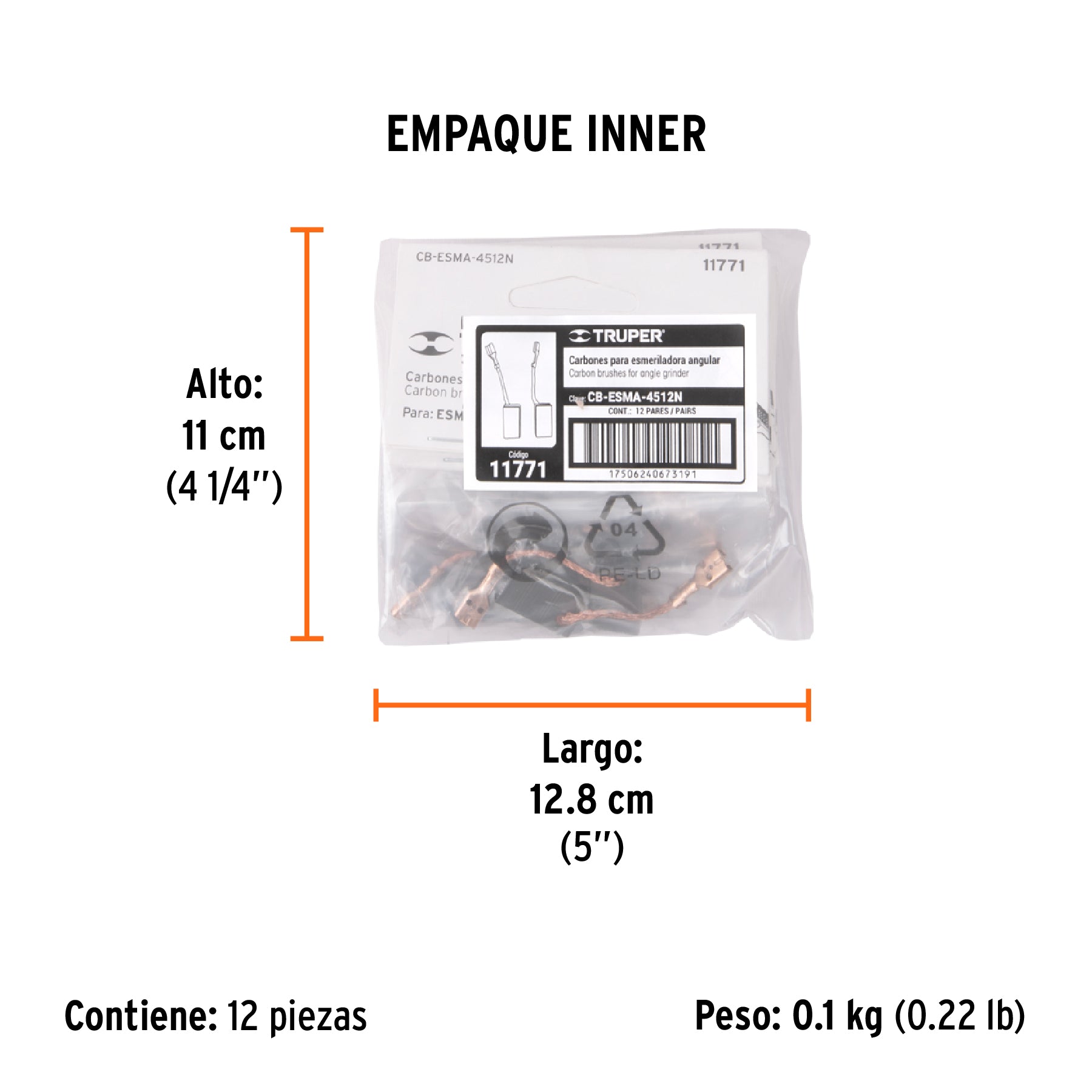 Bolsa con 2 carbones de repuesto para ESMA-4512N, TRUPER - Empaque