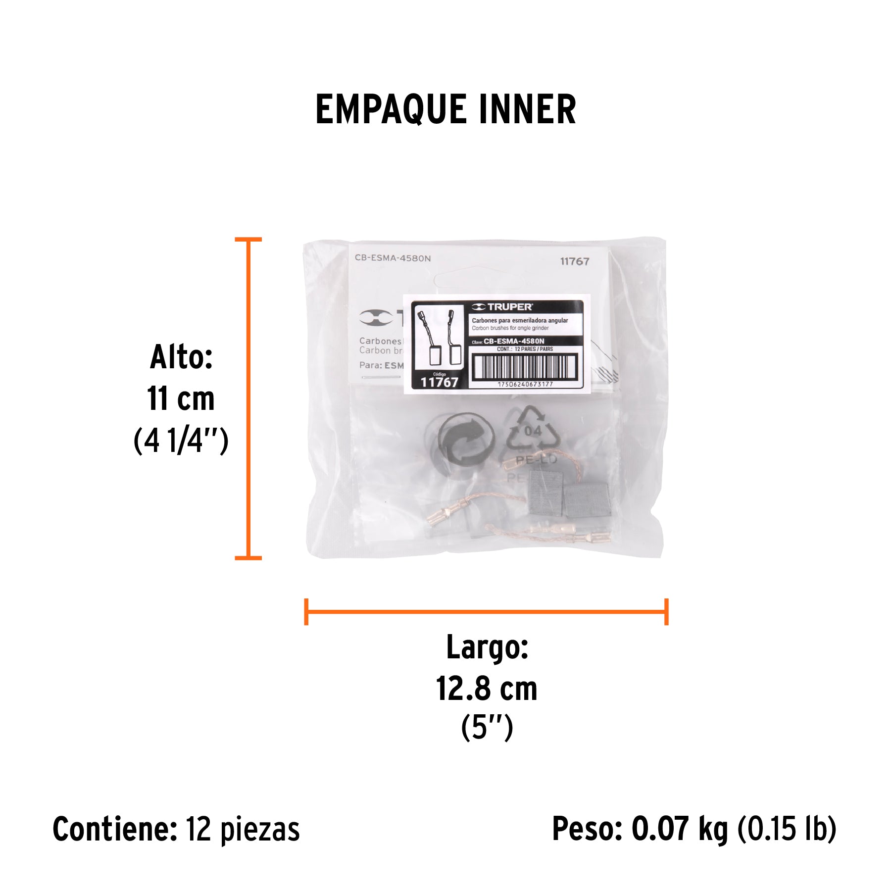 Bolsa con 2 carbones de repuesto para ESMA-4580N, TRUPER - Empaque
